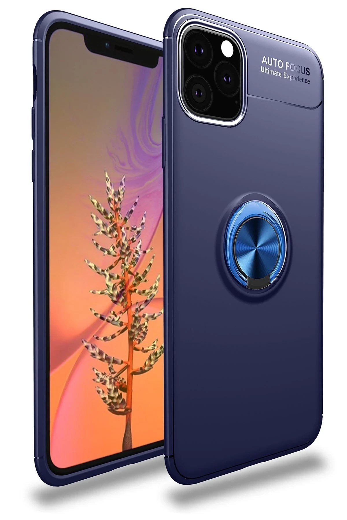 Mey İthalat®  iPhone 11 Pro Kılıf Range Yüzüklü Silikon - Mavi