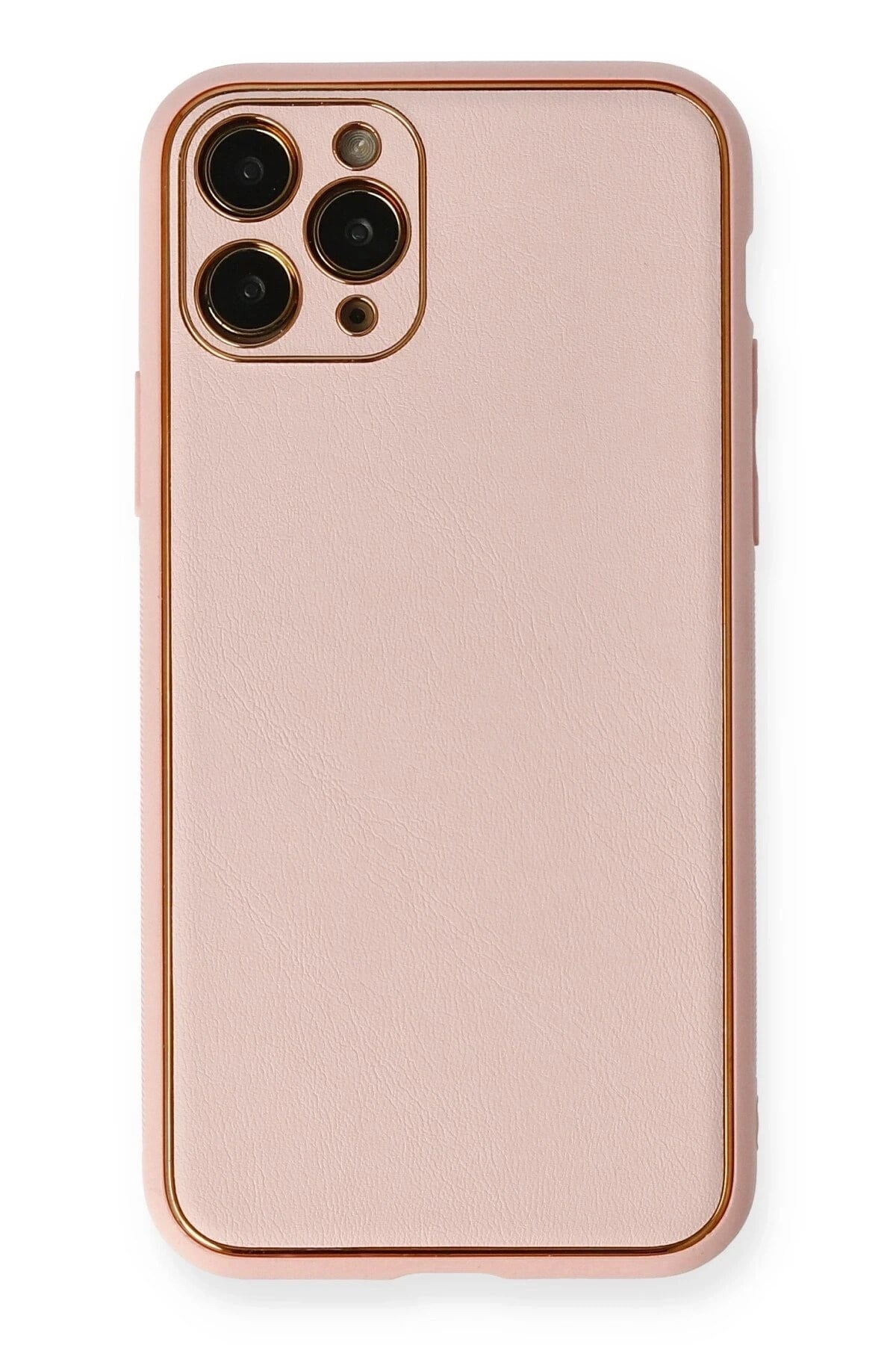 Mey İthalat®  iPhone 11 Pro Max Kılıf Coco Deri Silikon Kapak - Pembe