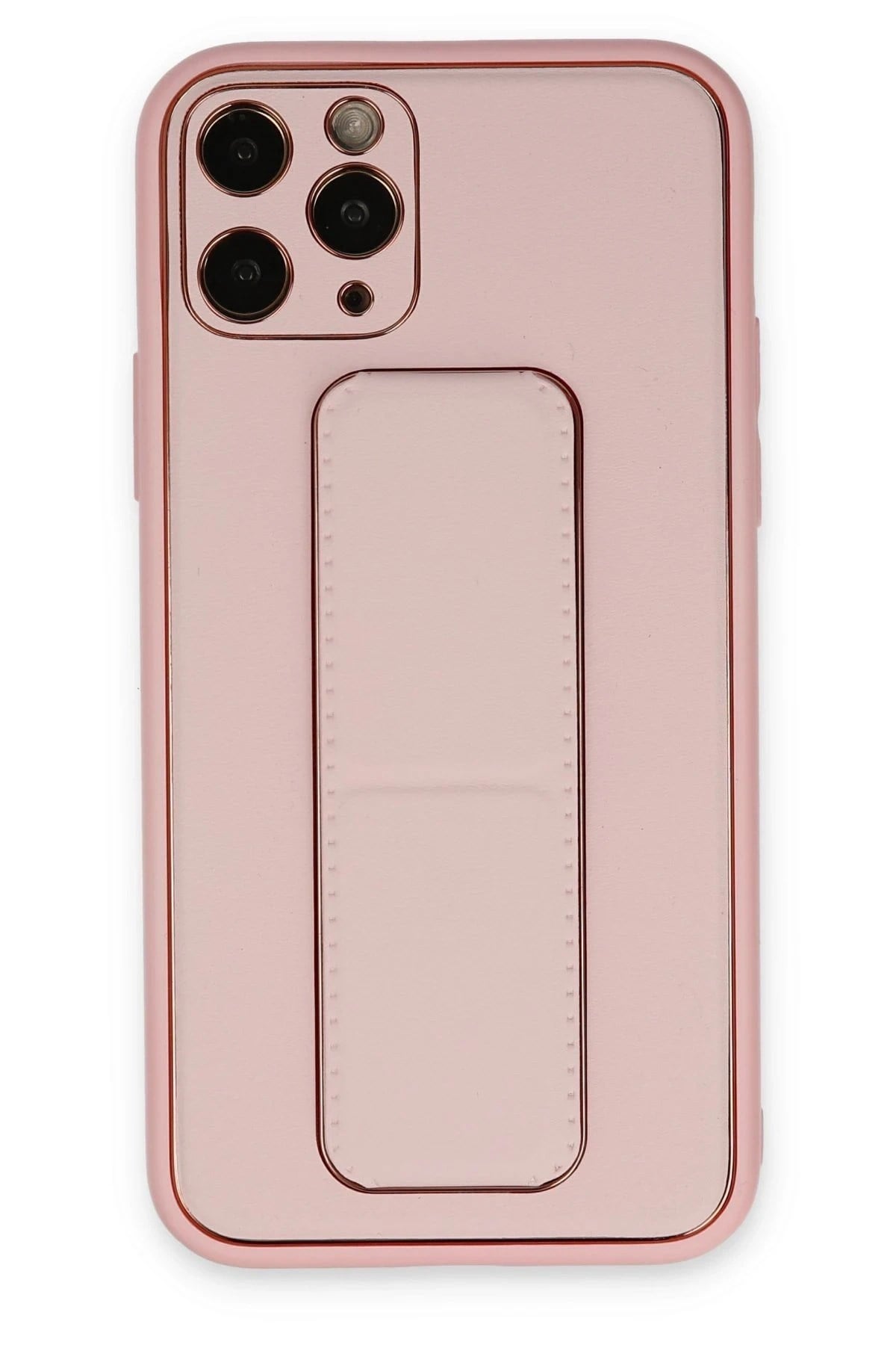 Mey İthalat®  iPhone 11 Pro Max Kılıf Coco Deri Standlı Kapak - Pembe