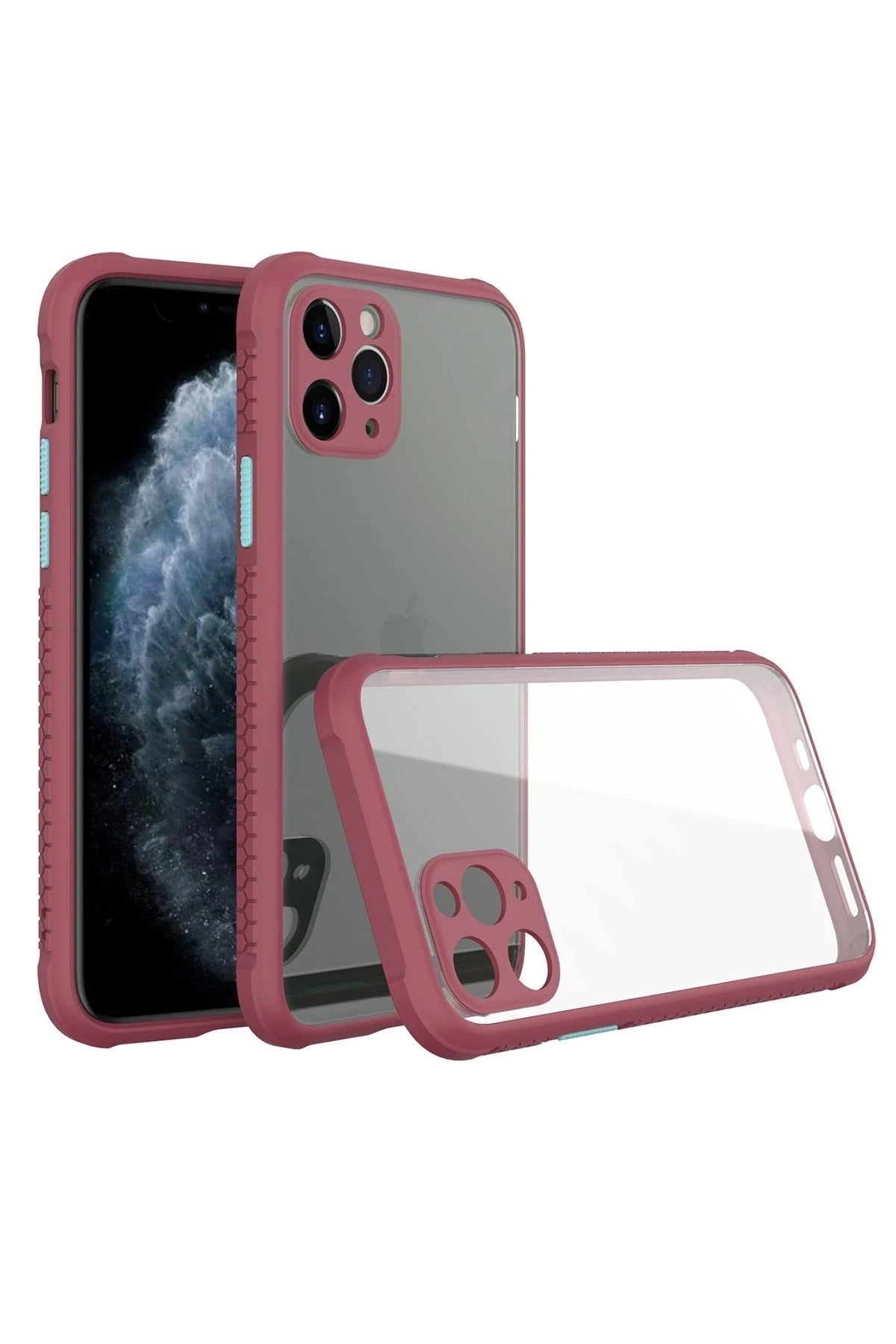 Mey İthalat®  iPhone 11 Pro Max Kılıf Miami Şeffaf Silikon - Fuşya