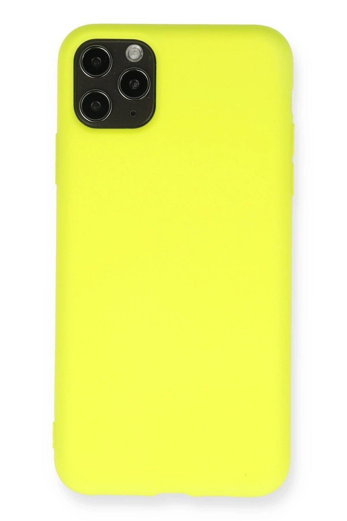 Mey İthalat®  iPhone 11 Pro Max Kılıf Nano içi Kadife Silikon - Sarı