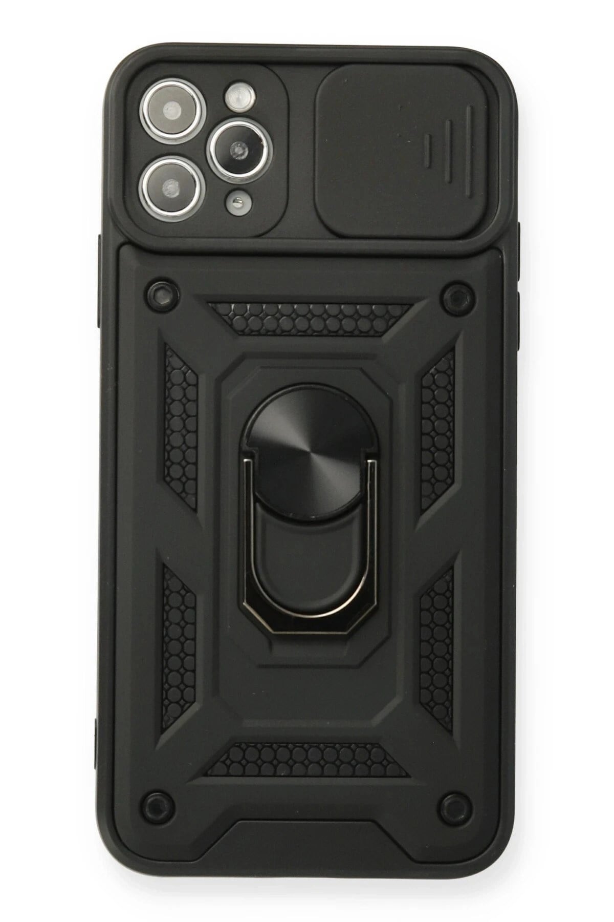 Mey İthalat®  iPhone 11 Pro Max Kılıf Pars Lens Yüzüklü Silikon - Siyah