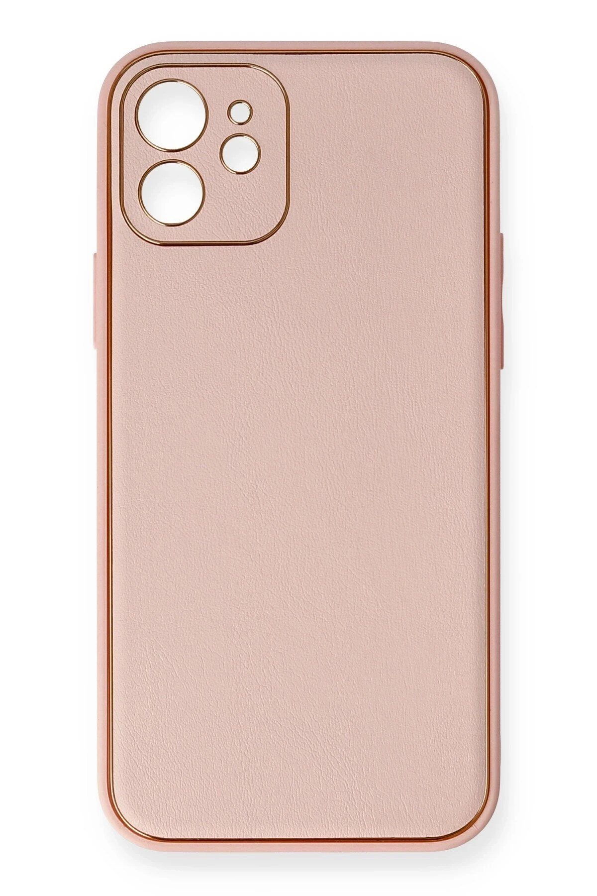 Mey İthalat®  iPhone 12 Kılıf Coco Deri Silikon Kapak - Pembe