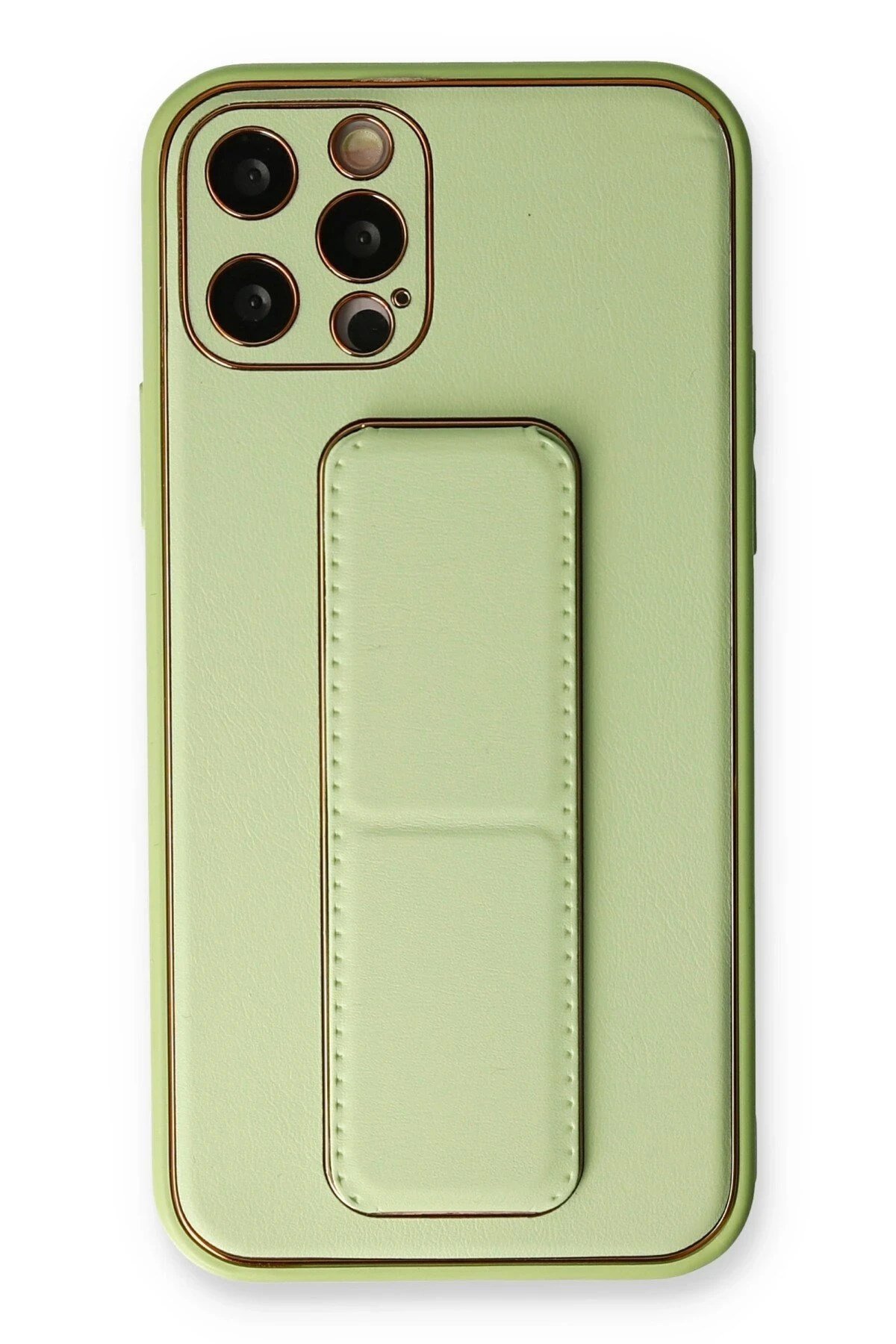 Mey İthalat®  iPhone 12 Pro Kılıf Coco Deri Standlı Kapak - Su Yeşili