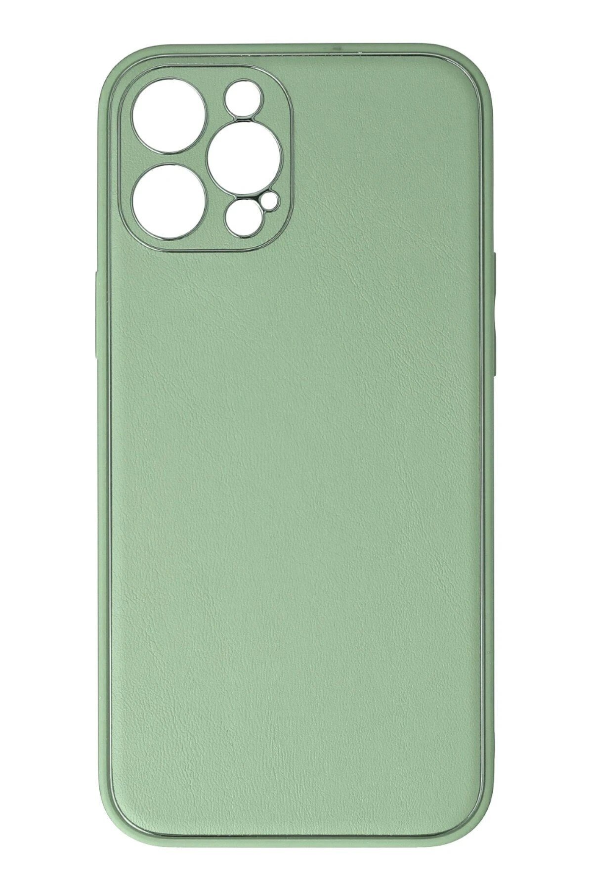 Mey İthalat®  iPhone 12 Pro Kılıf Coco Deri Silikon Kapak - Açık Yeşil