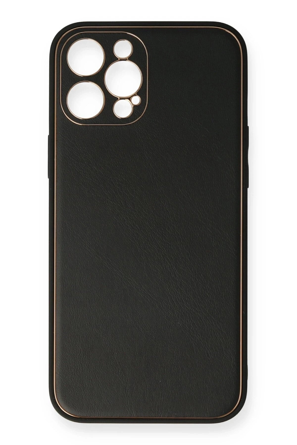 Mey İthalat®  iPhone 12 Pro Kılıf Coco Deri Silikon Kapak - Siyah