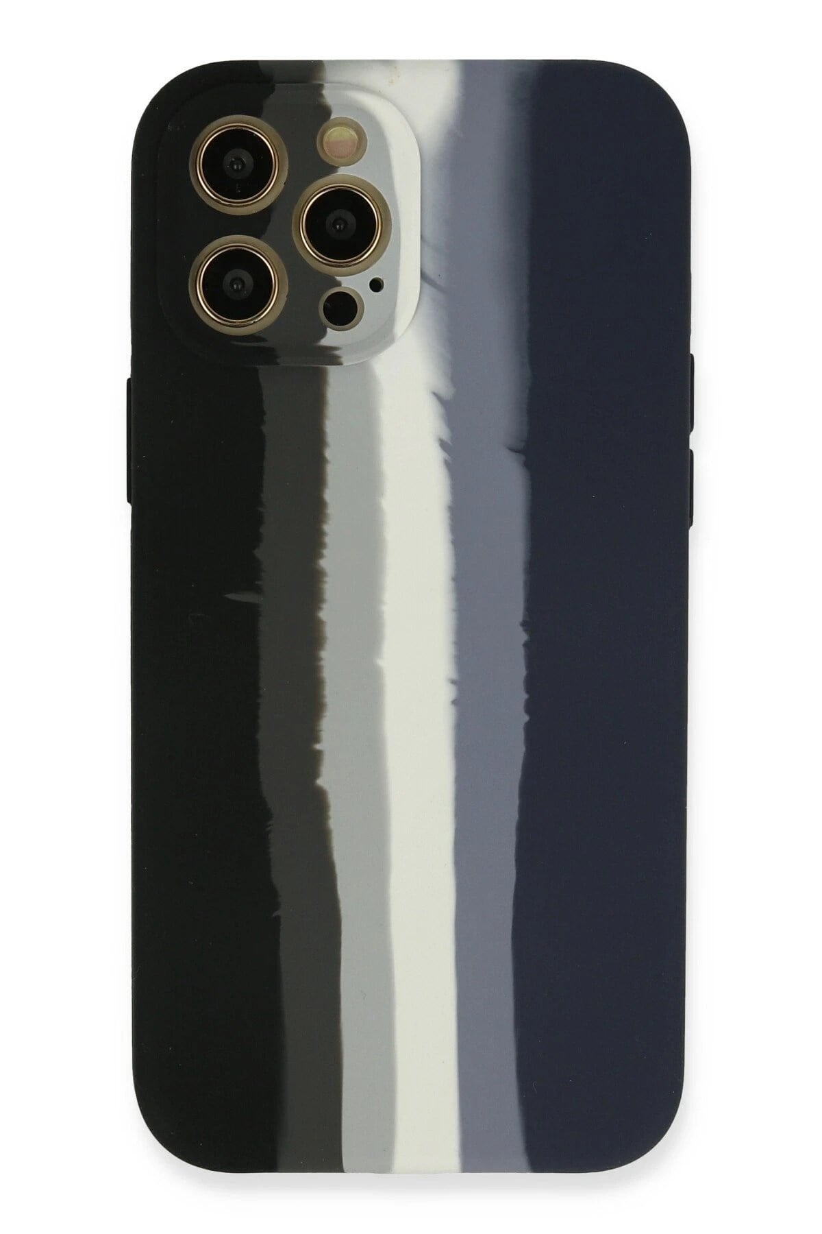 Mey İthalat®  iPhone 12 Pro Kılıf Ebruli Lansman Silikon - Siyah-Lacivert