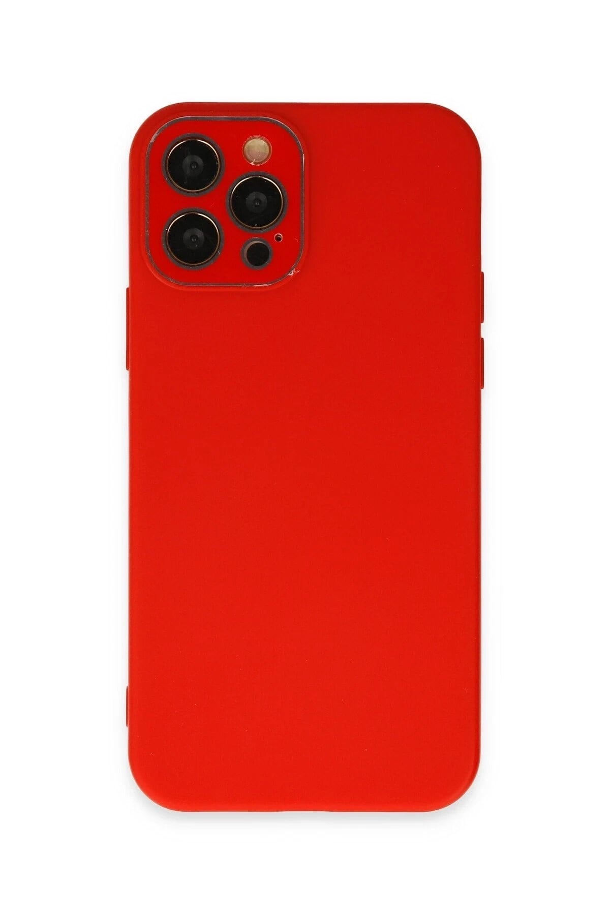 Mey İthalat®  iPhone 12 Pro Kılıf Lansman Glass Kapak - Kırmızı