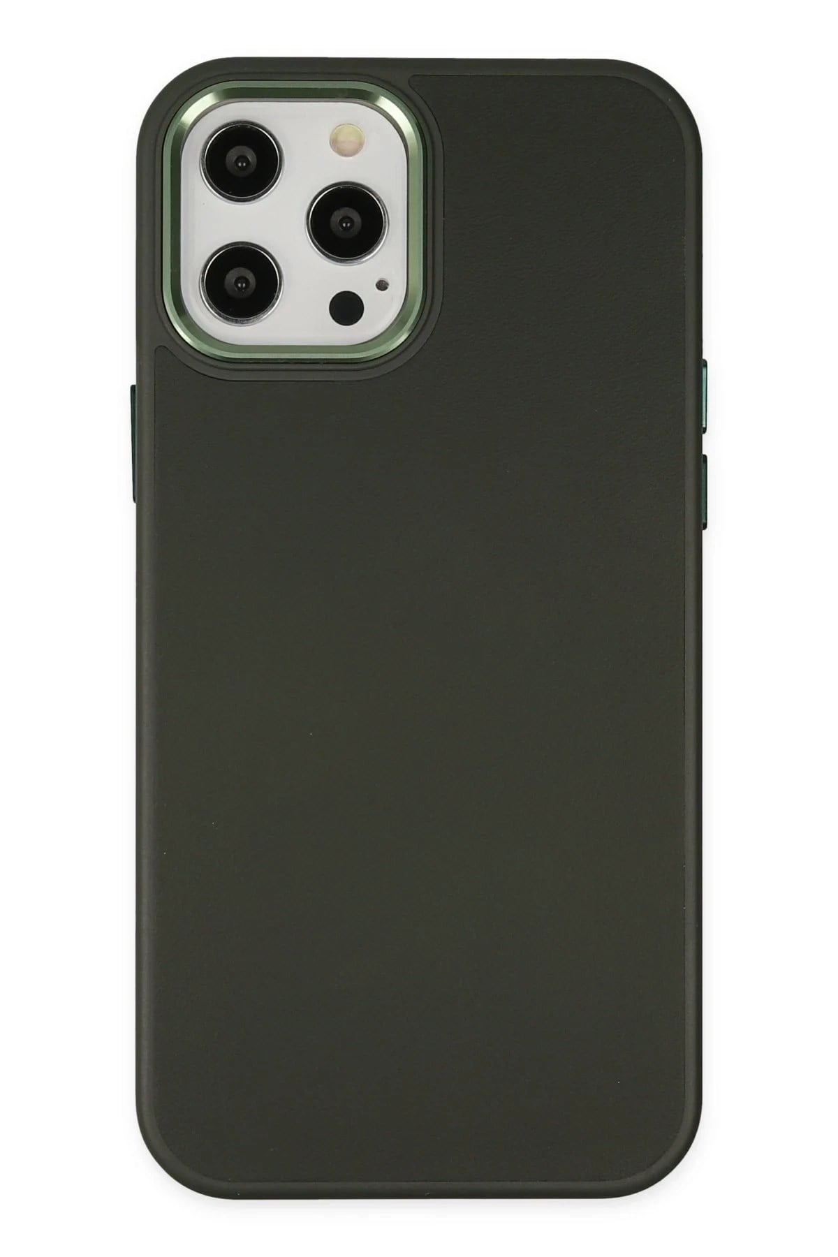 Mey İthalat®  iPhone 12 Pro Max Kılıf Asya Deri Silikon - Koyu Yeşil