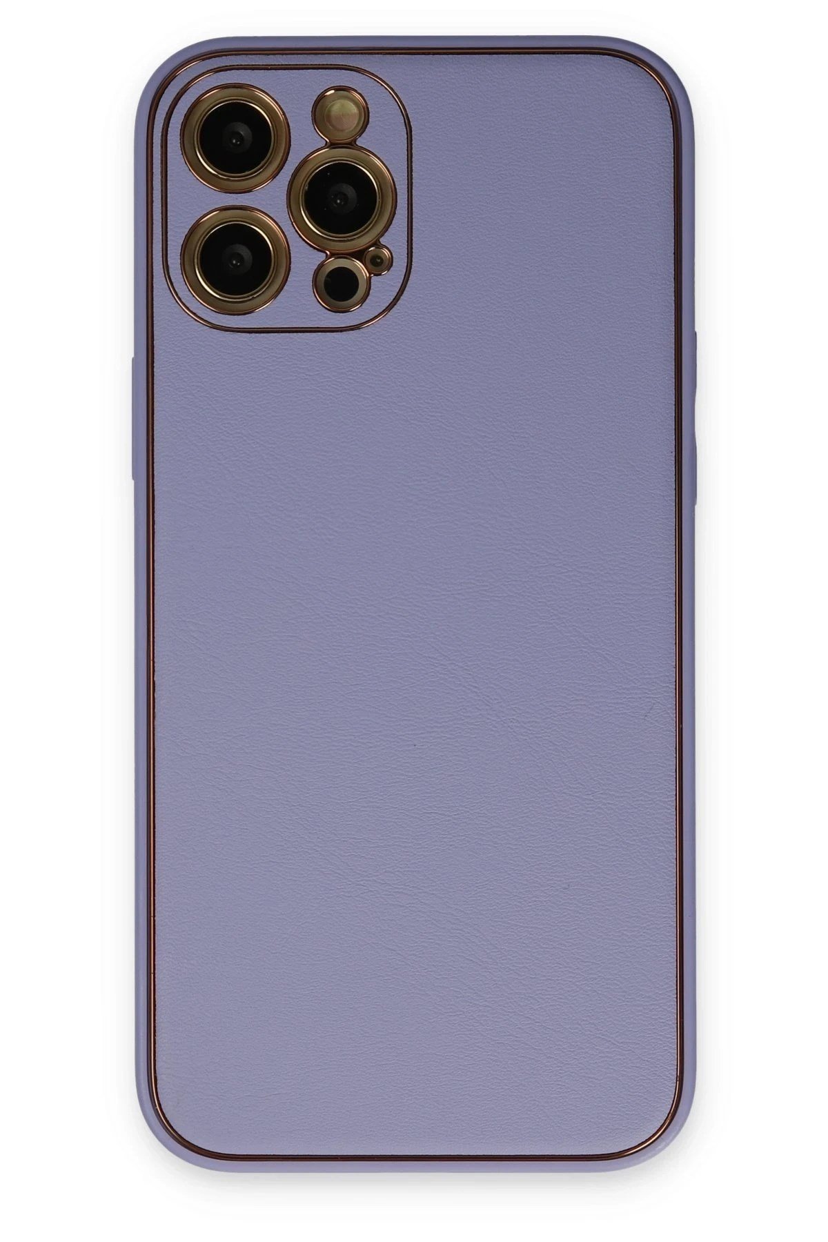 Mey İthalat®  iPhone 12 Pro Max Kılıf Coco Deri Silikon Kapak - Açık Lila