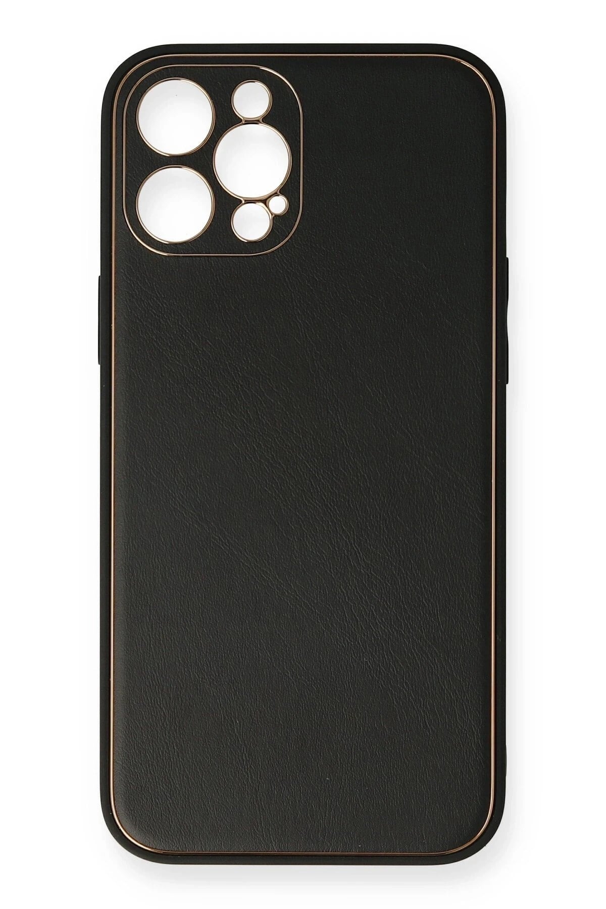Mey İthalat®  iPhone 12 Pro Max Kılıf Coco Deri Silikon Kapak - Siyah