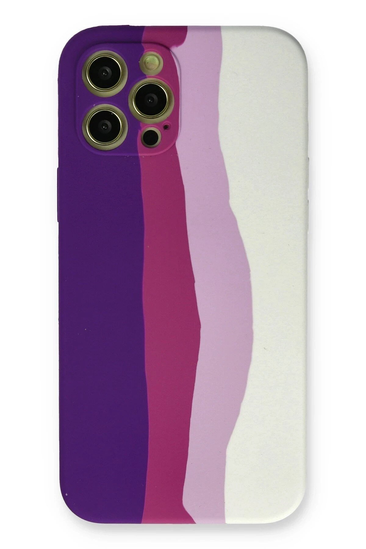Mey İthalat®  iPhone 12 Pro Max Kılıf Ebruli Lansman Silikon - Mor-Beyaz