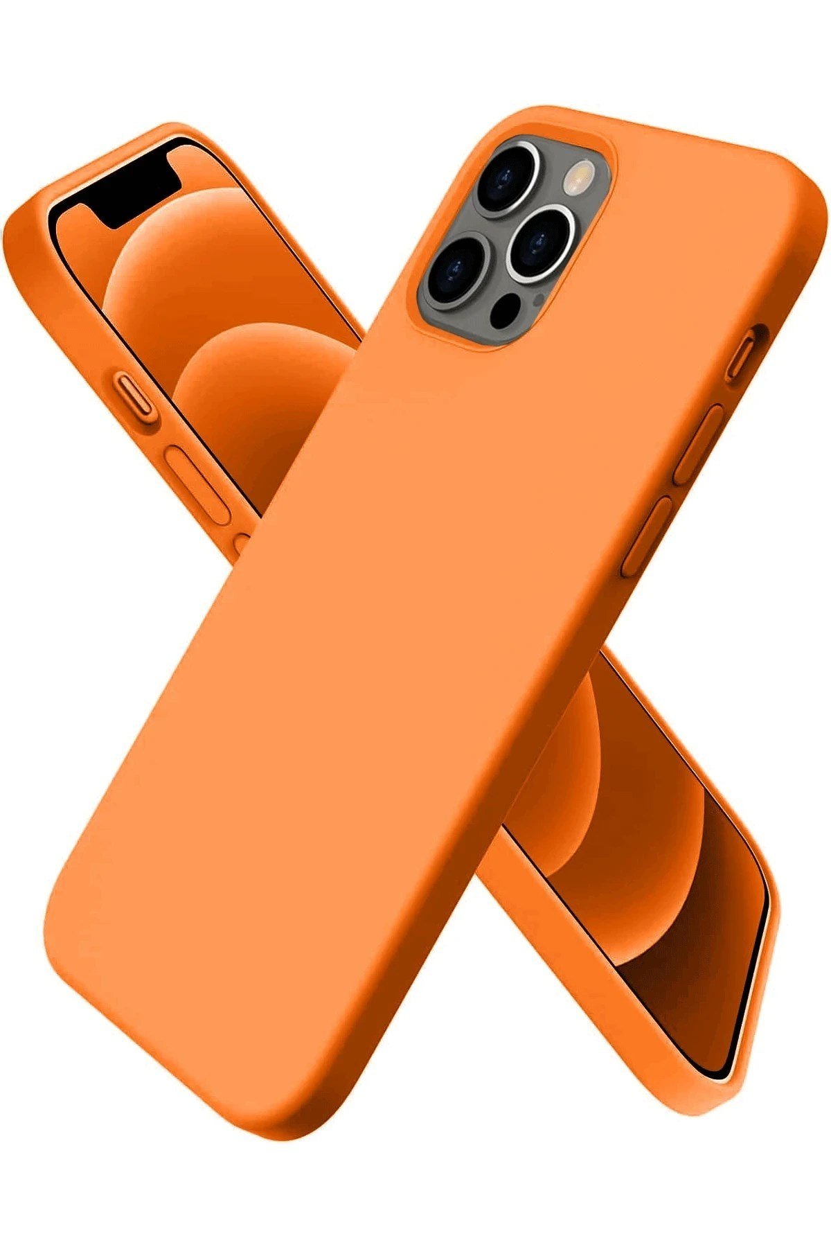 Mey İthalat®  iPhone 12 Pro Max Kılıf First Silikon - Turuncu
