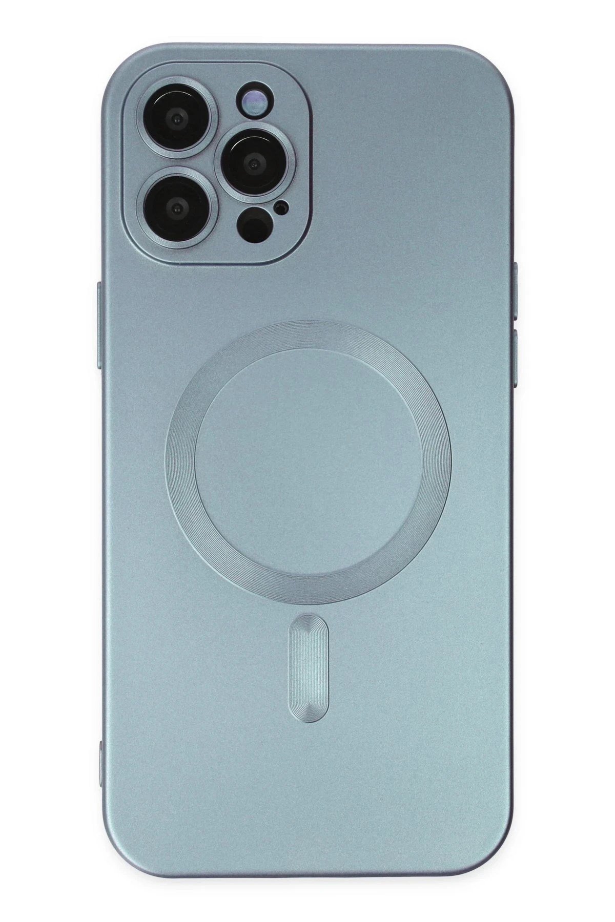Mey İthalat®  iPhone 12 Pro Max Kılıf Moshi Lens Magneticsafe Silikon - Sierra Blue