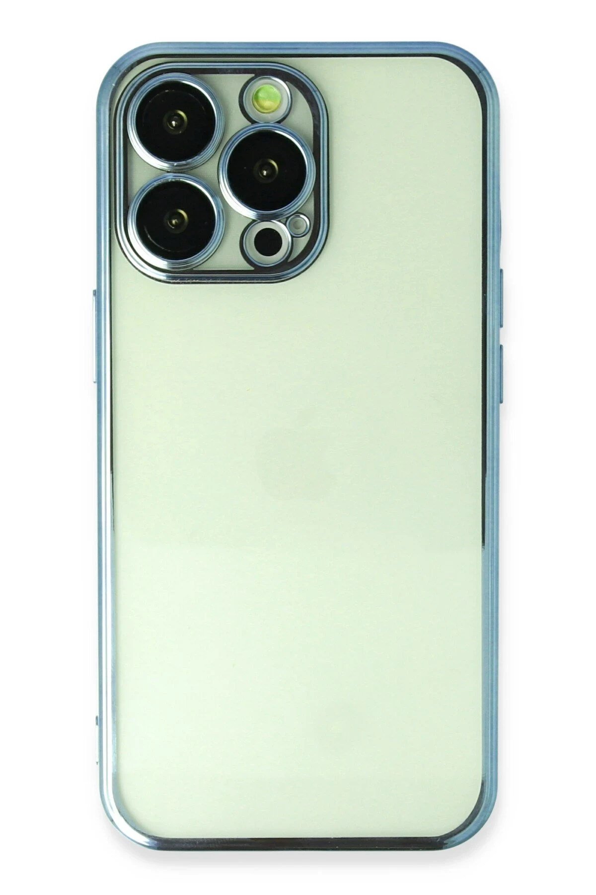 Mey İthalat®  iPhone 13 Pro Kılıf  Lensli Silikon - Açık Mavi