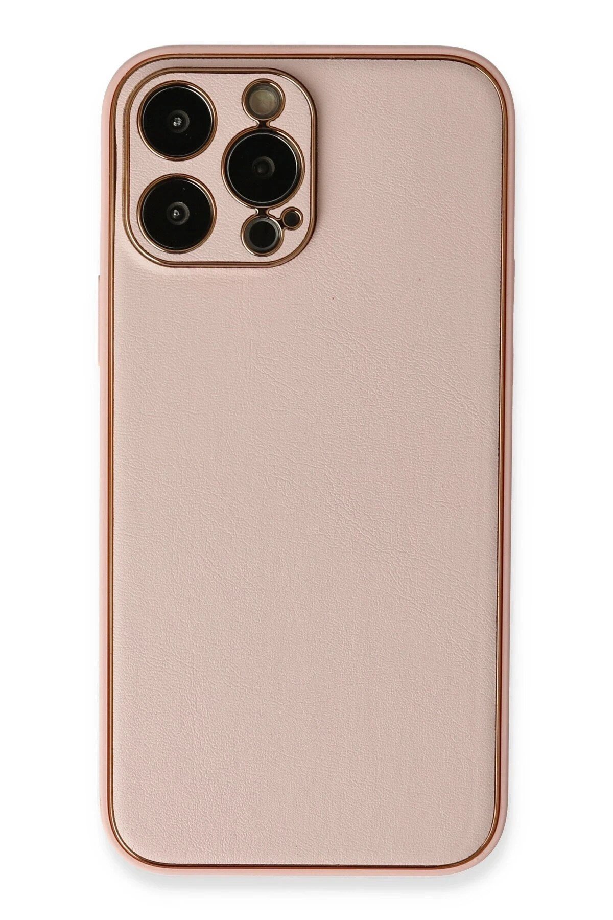 Mey İthalat®  iPhone 13 Pro Kılıf Coco Deri Silikon Kapak - Pembe