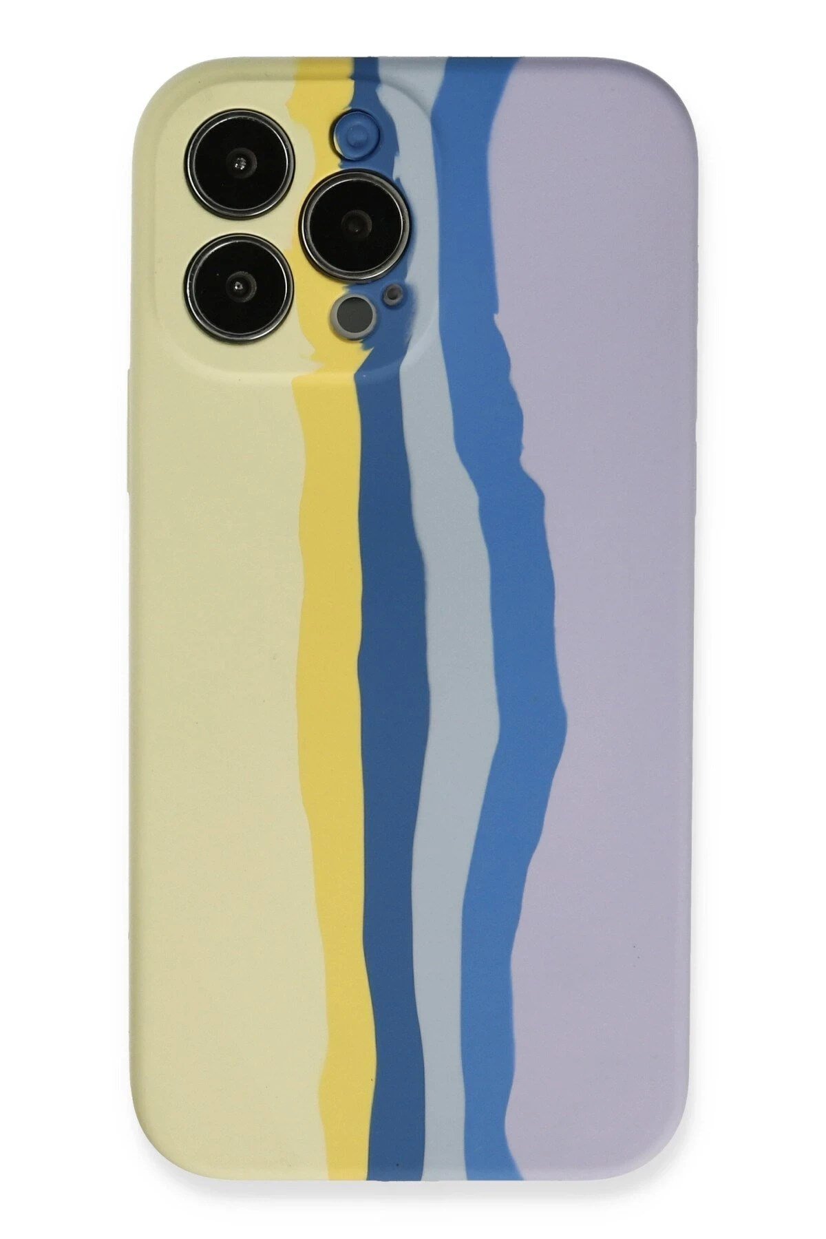 Mey İthalat®  iPhone 13 Pro Kılıf Ebruli Lansman Silikon - Sarı-Lila
