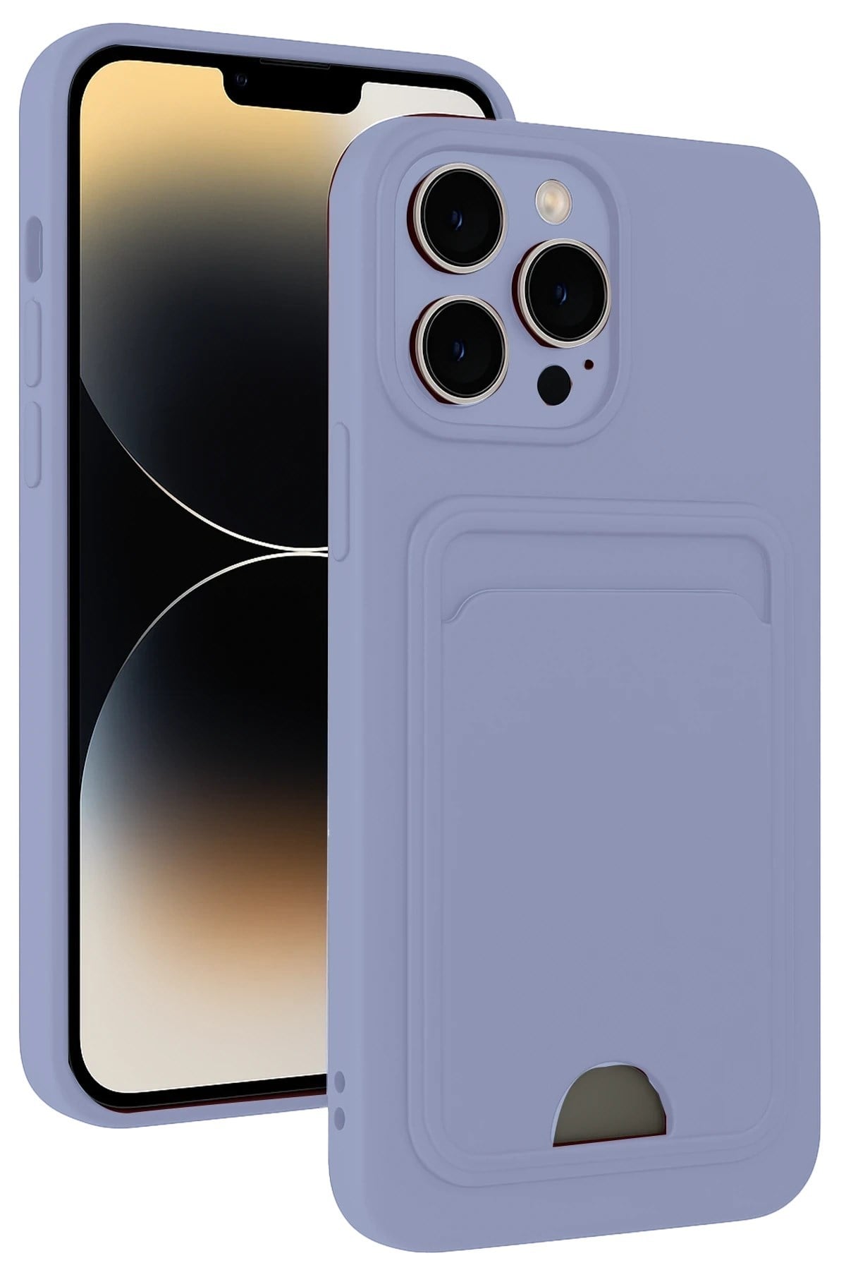Mey İthalat®  iPhone 13 Pro Kılıf Kelvin Kartvizitli Silikon - Lila