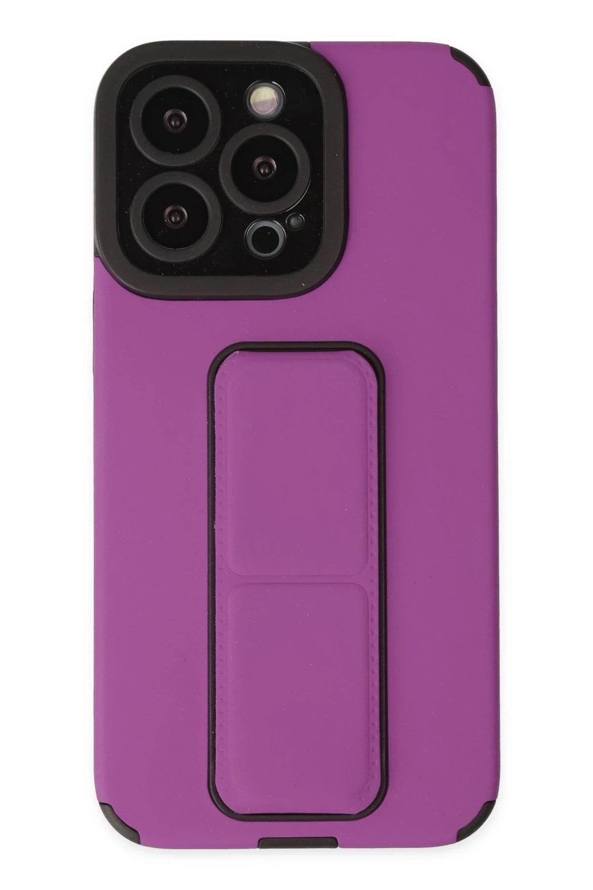 Mey İthalat®  iPhone 13 Pro Kılıf Mega Standlı Silikon - Mor