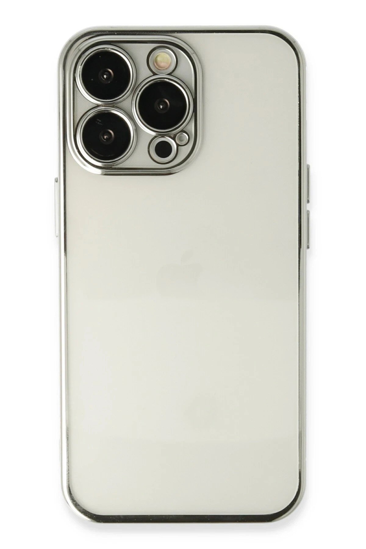 Mey İthalat®  iPhone 13 Pro Max Kılıf  Lensli Silikon - Gümüş