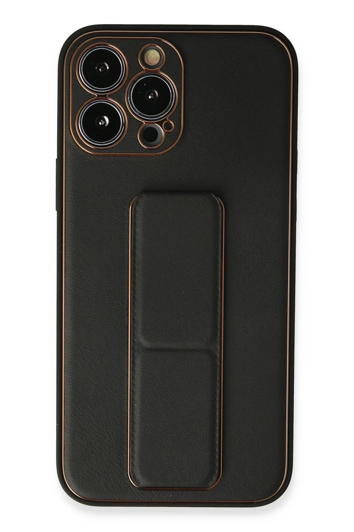Mey İthalat®  iPhone 13 Pro Max Kılıf Coco Deri Standlı Kapak - Siyah