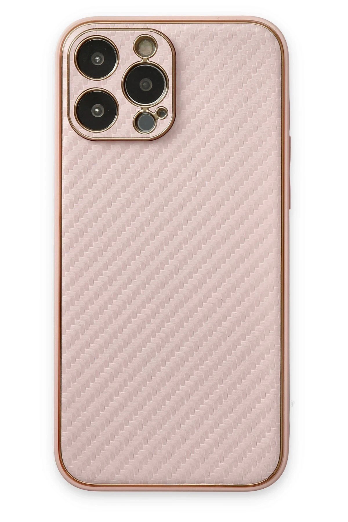 Mey İthalat®  iPhone 13 Pro Max Kılıf Coco Karbon Silikon - Pembe