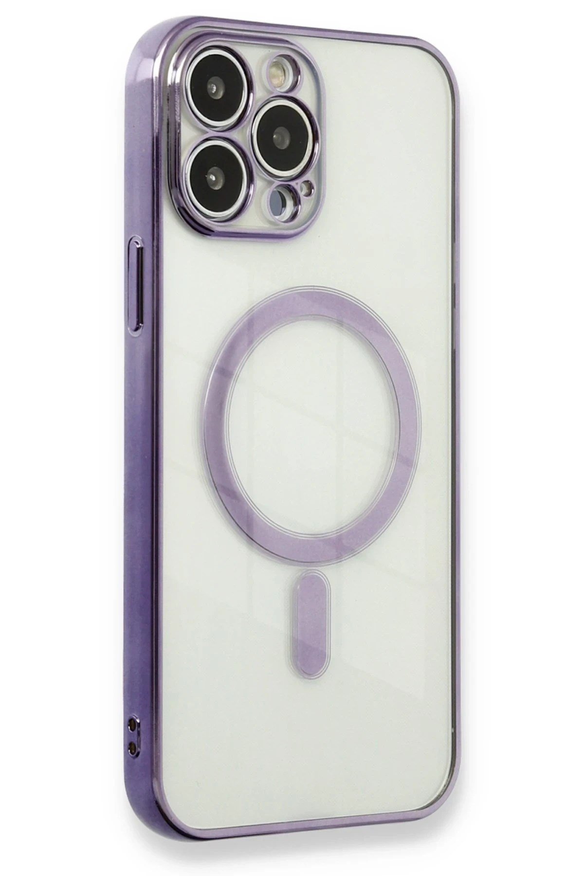 Mey İthalat®  iPhone 13 Pro Max Kılıf Magneticsafe Lazer Silikon - Mor