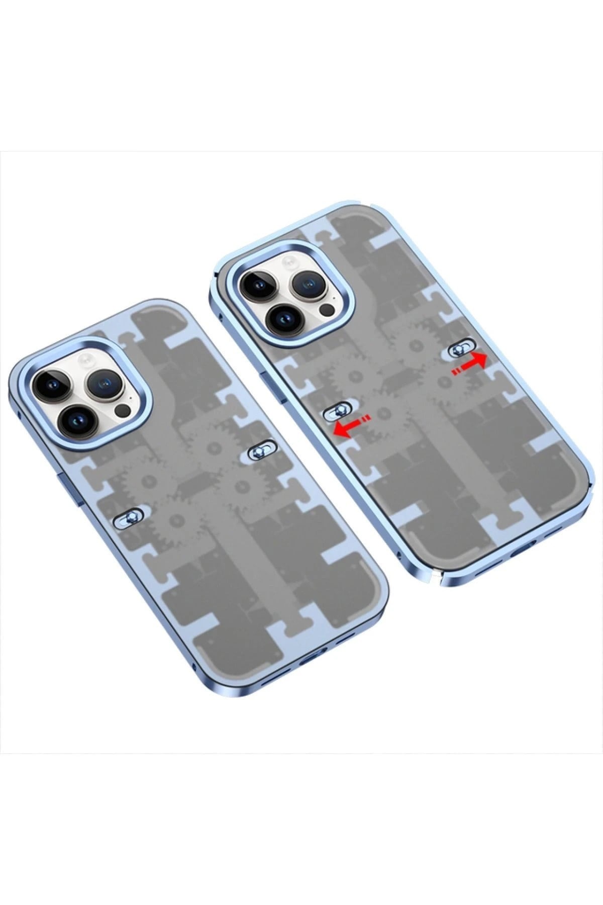 Mey İthalat®  iPhone 13 Pro Max Kılıf Mekanik Bumper Kapak - Mavi
