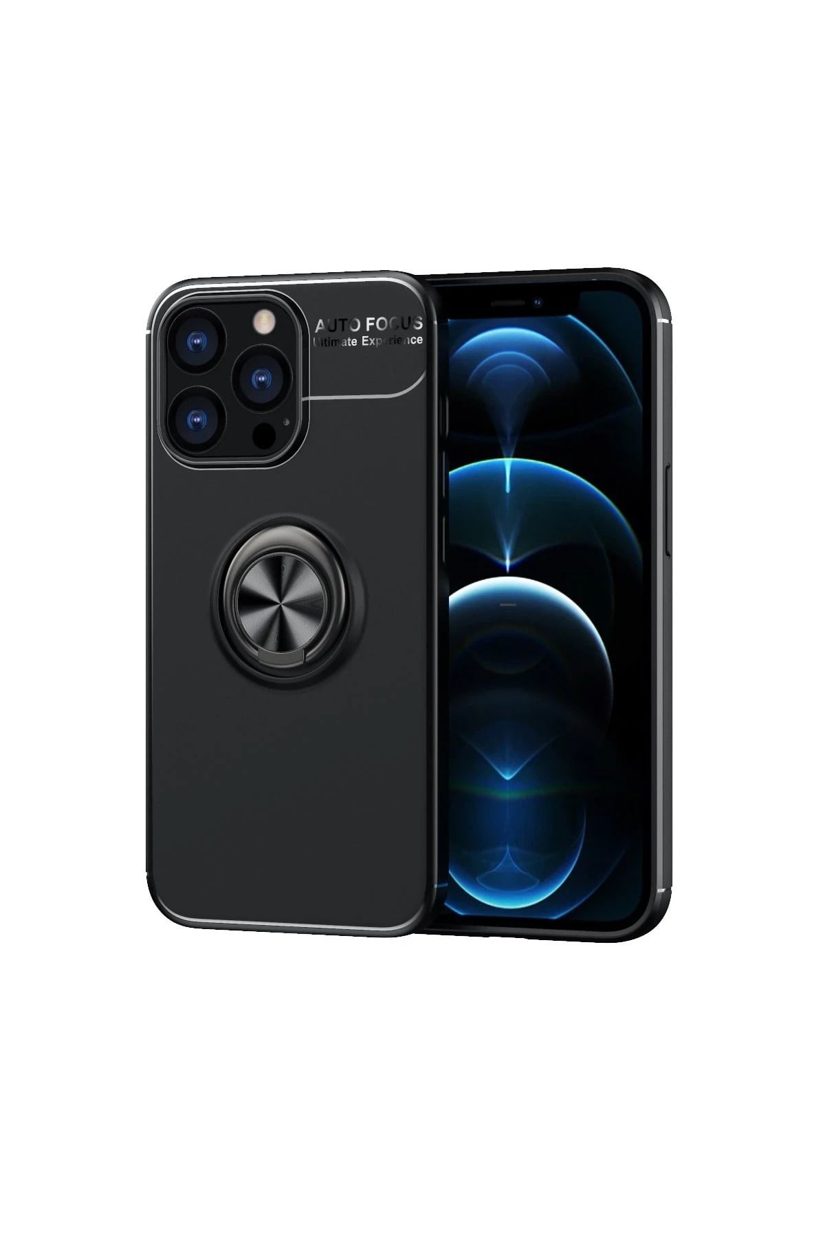Mey İthalat®  iPhone 13 Pro Max Kılıf Range Yüzüklü Silikon - Siyah