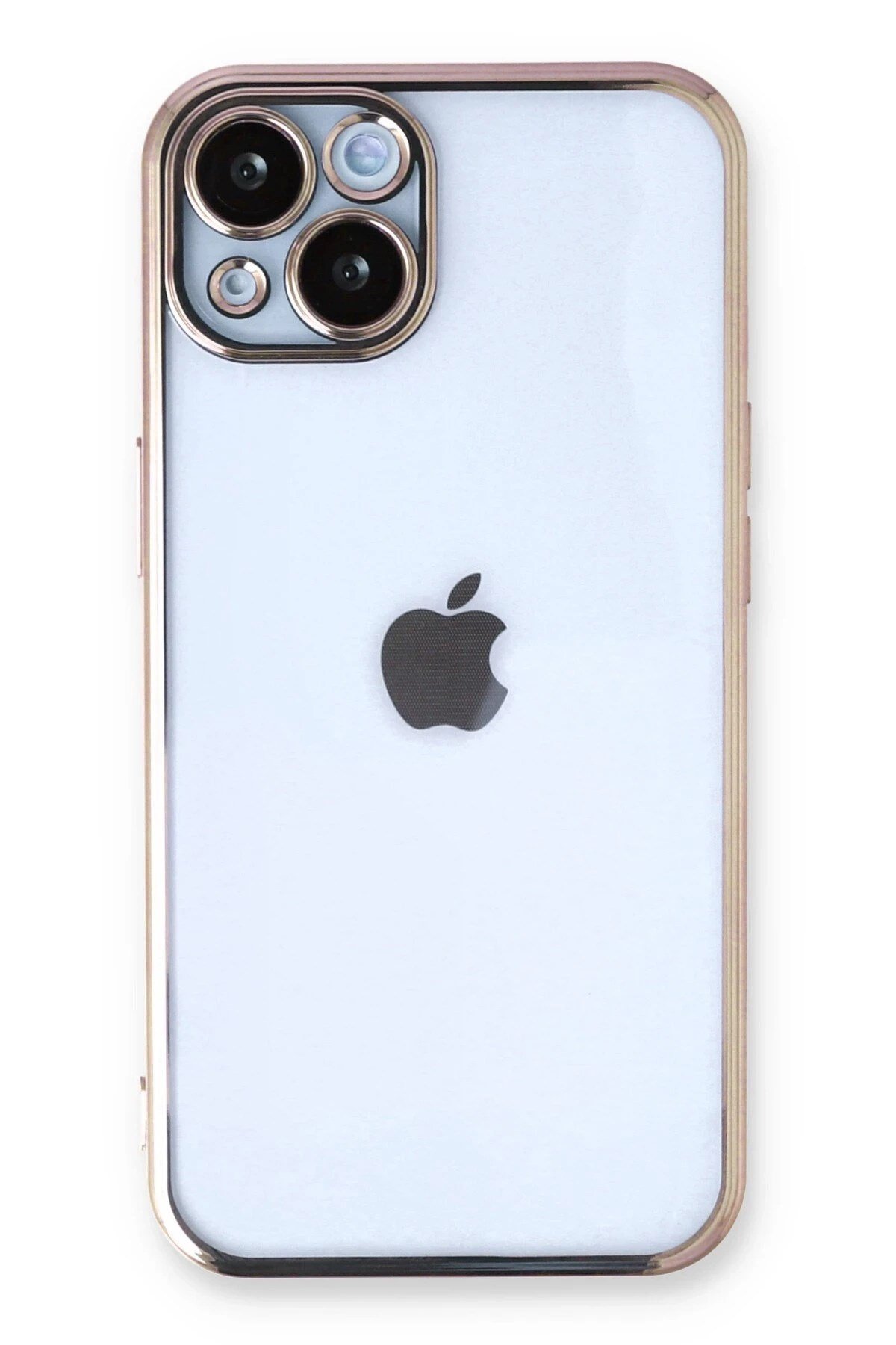 Mey İthalat®  iPhone 14 Kılıf  Lensli Silikon - Gold