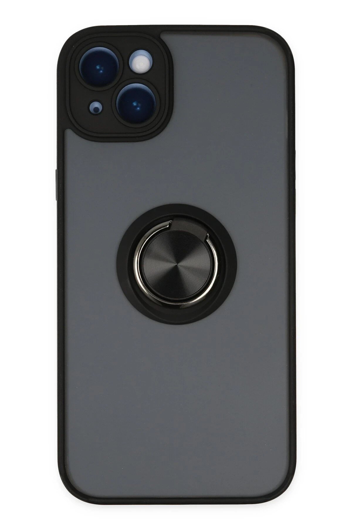 Mey İthalat®  iPhone 14 Kılıf Montreal Yüzüklü Silikon Kapak - Siyah