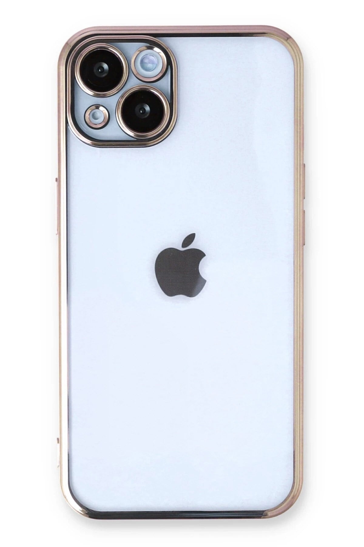 Mey İthalat®  iPhone 14 Plus Kılıf  Lensli Silikon - Gold