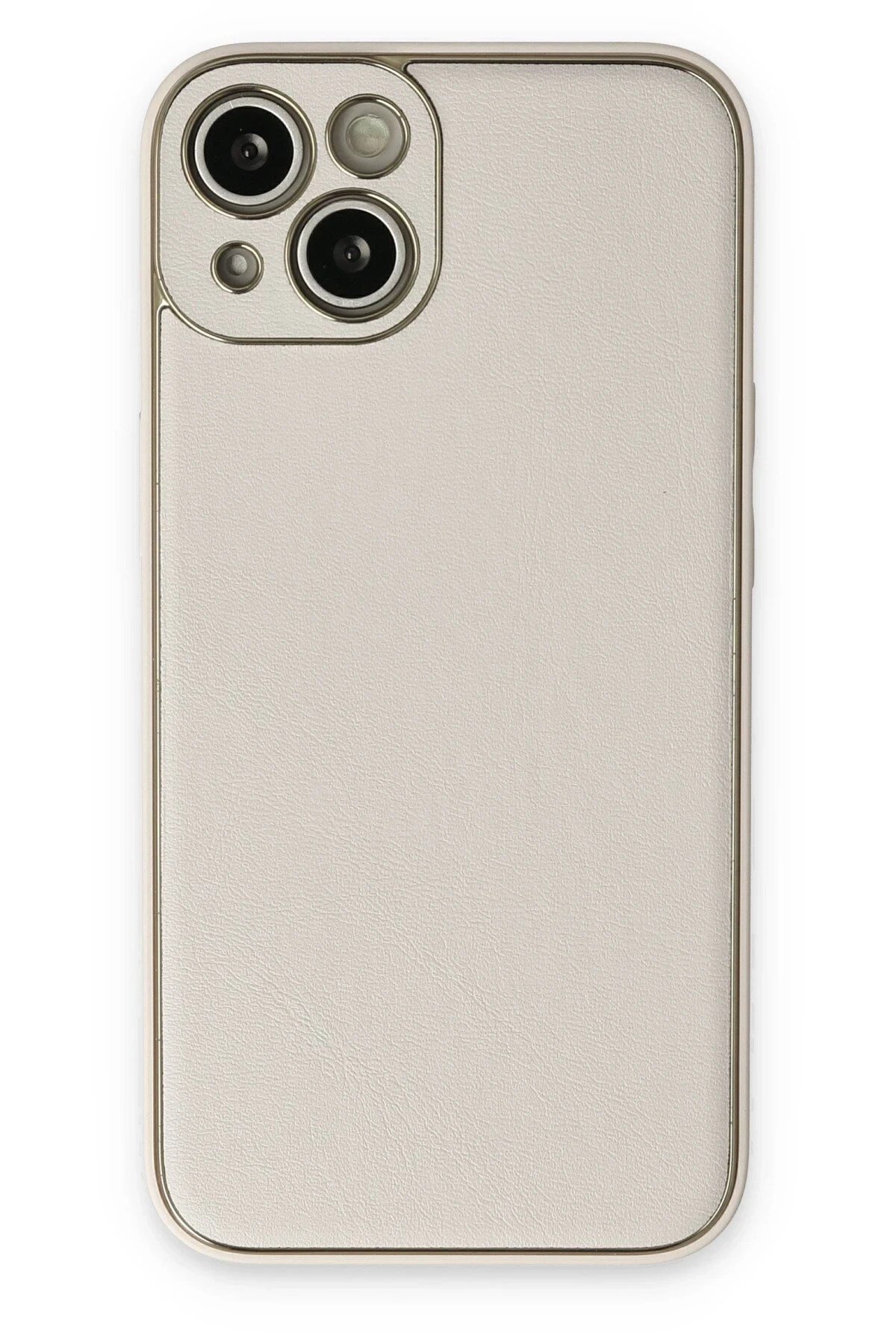 Mey İthalat®  iPhone 14 Plus Kılıf Coco Deri Silikon Kapak - Beyaz