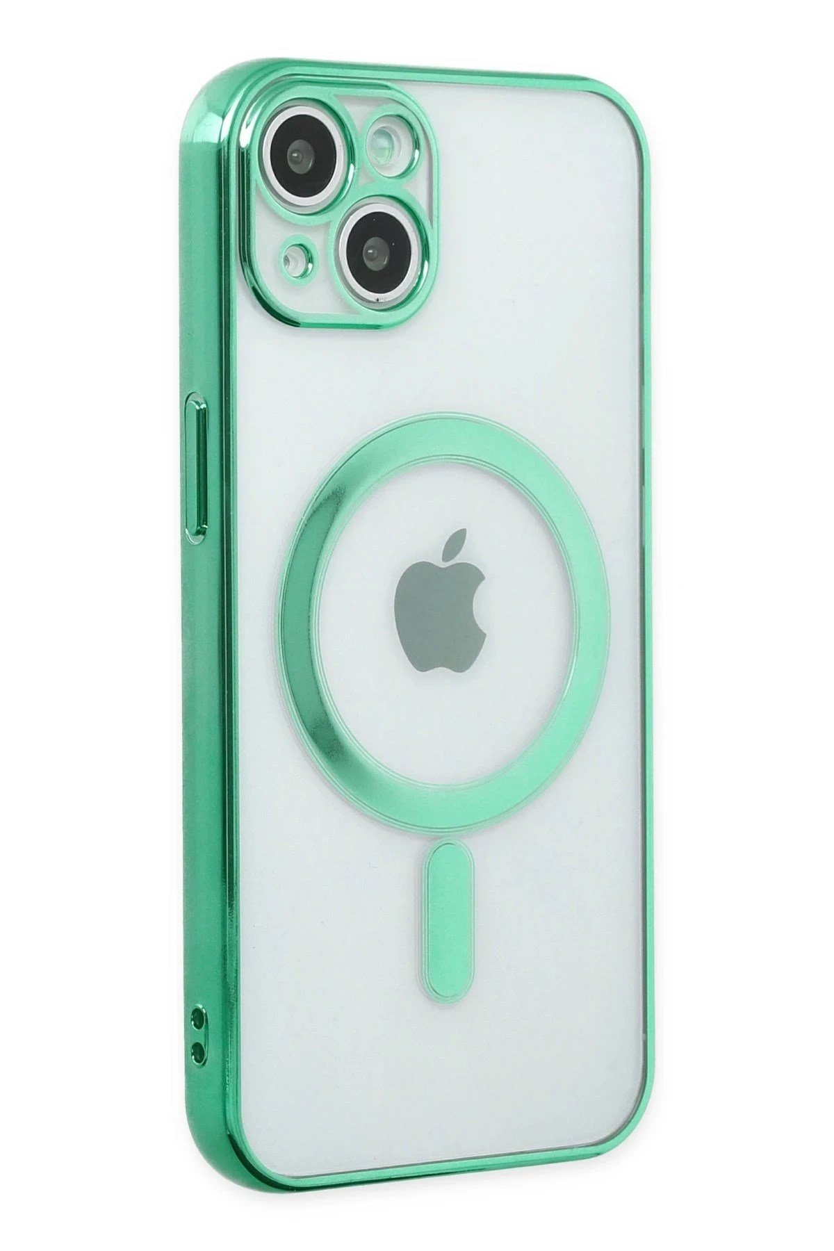 Mey İthalat®  iPhone 14 Plus Kılıf Magneticsafe Lazer Silikon - Haki Yeşil