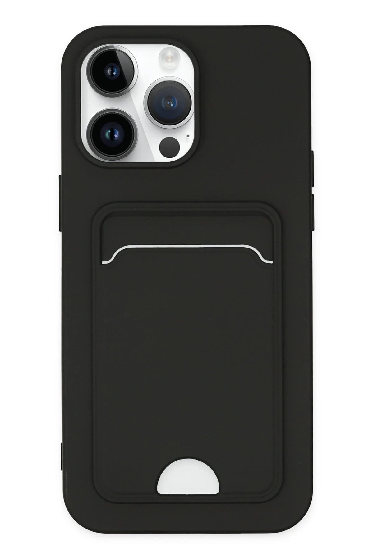 Mey İthalat®  iPhone 14 Pro Kılıf Kelvin Kartvizitli Silikon - Siyah