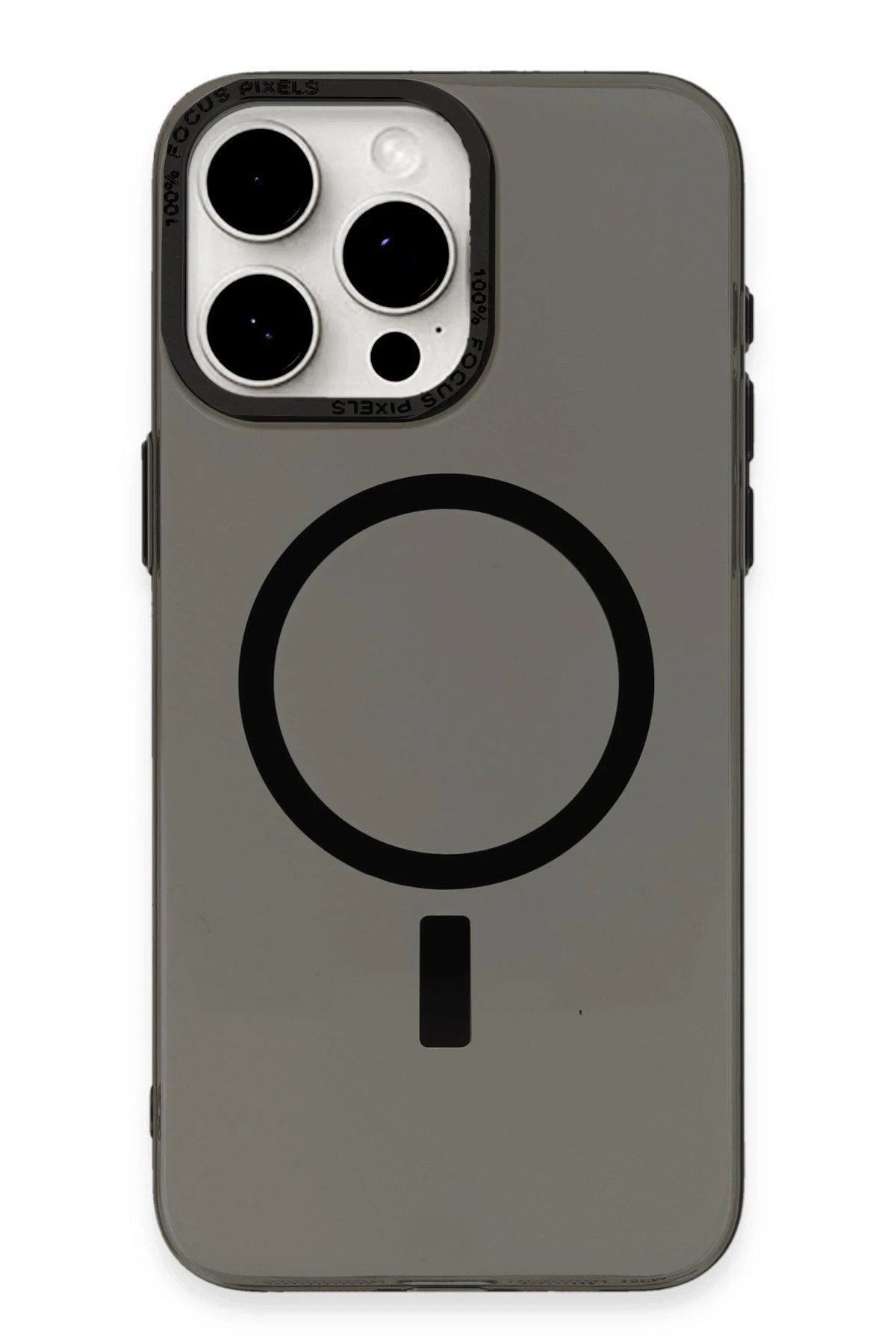 Mey İthalat®  iPhone 15 Pro Kılıf Anka PC Magneticsafe Sert Metal Kapak - Siyah