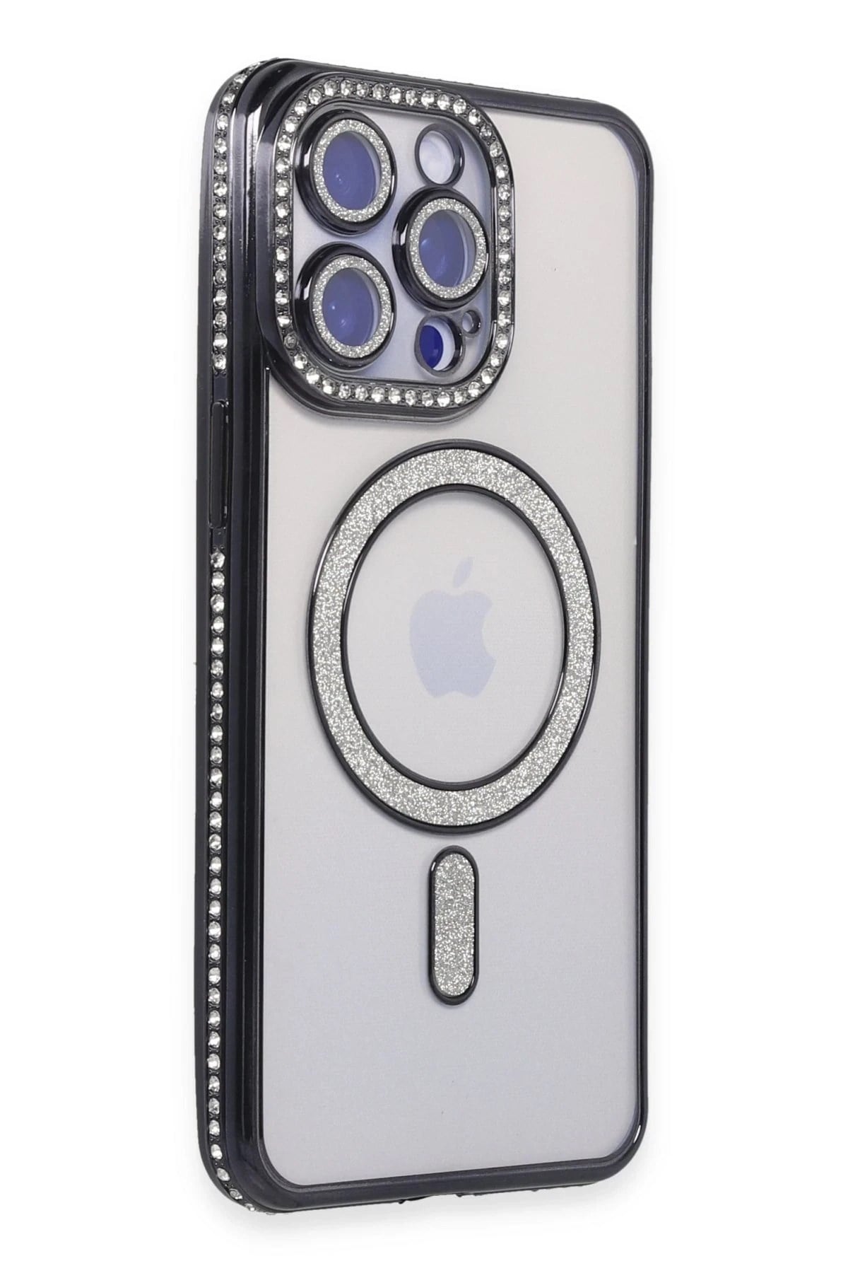 Mey İthalat®  iPhone 15 Pro Kılıf Joke Simli Magneticsafe Kılıf - Siyah