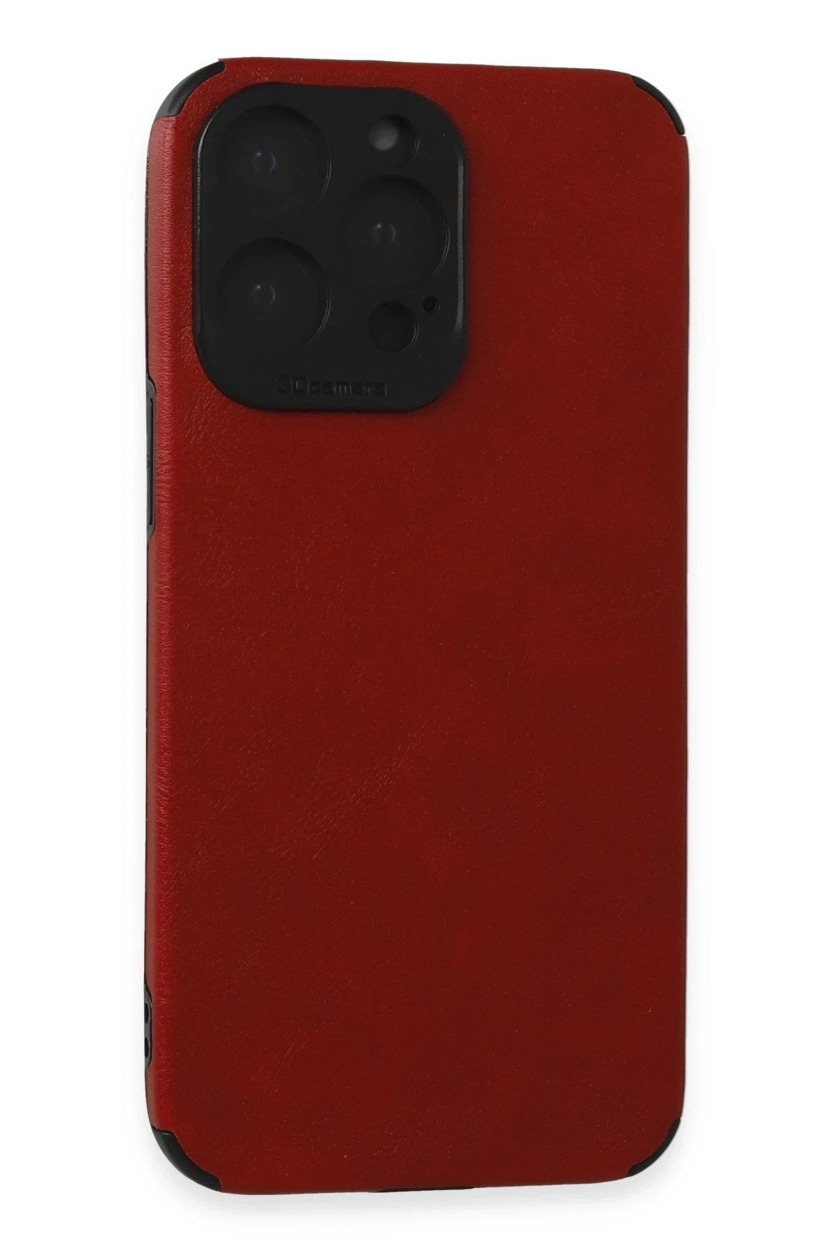 Mey İthalat®  iPhone 15 Pro Kılıf Loop Deri Silikon - Kırmızı