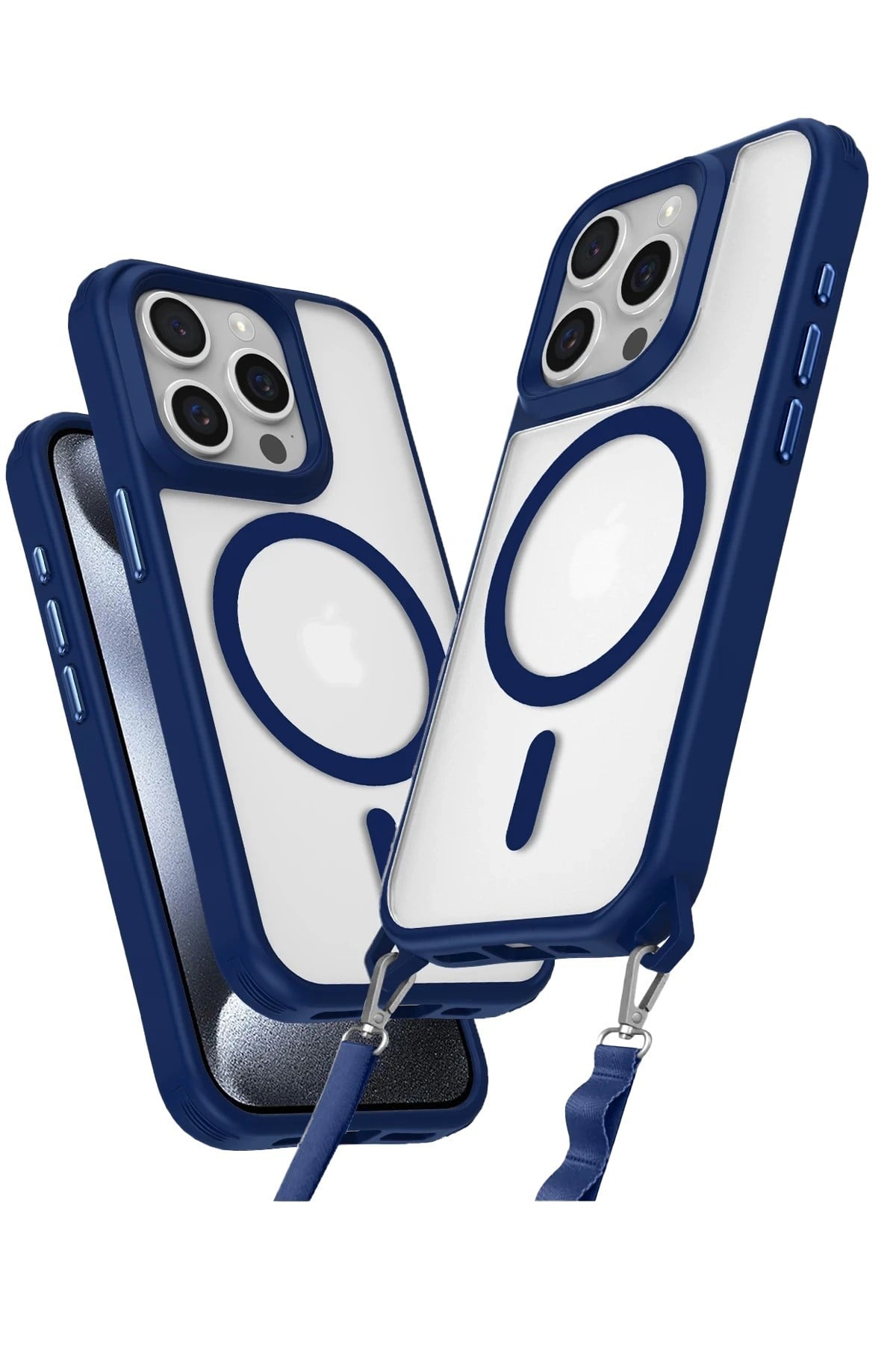 Mey İthalat®  iPhone 15 Pro Max Kılıf Enka Magsafe Silikon Kılıf - Lacivert