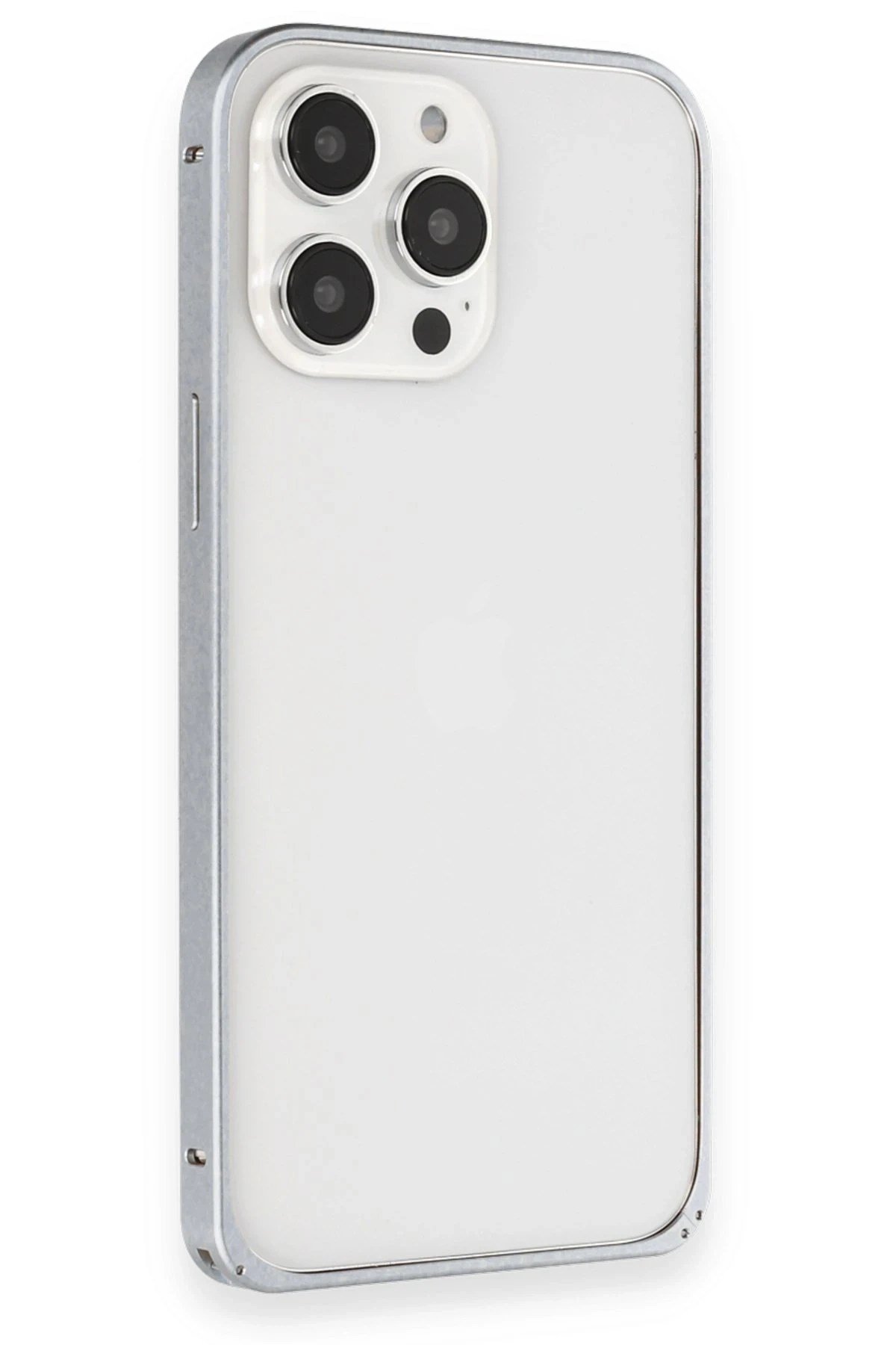 Mey İthalat®  iPhone 15 Pro Max Metal Bumper Mat Kapak - Gri