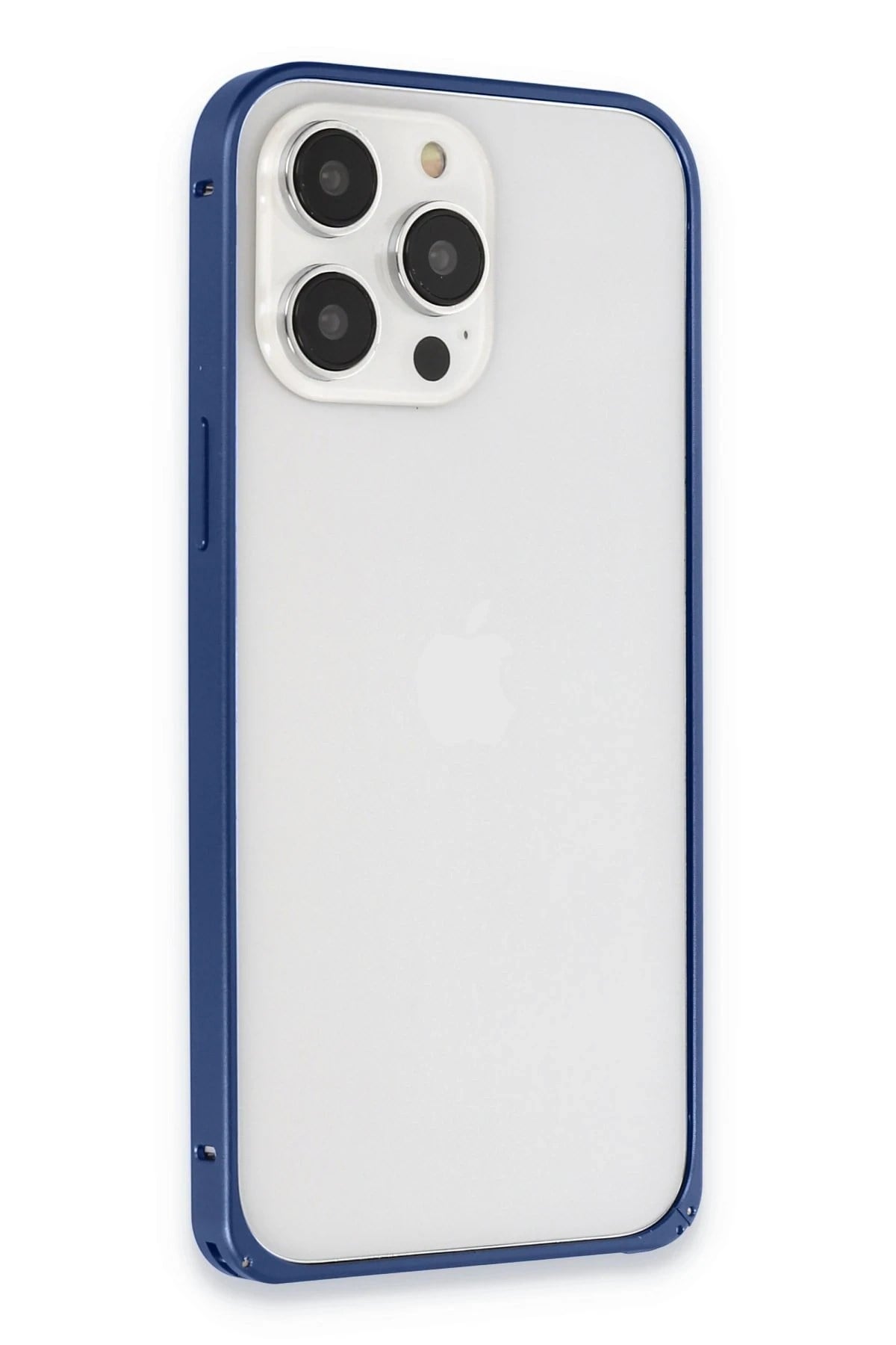 Mey İthalat®  iPhone 15 Pro Max Metal Bumper Mat Kapak - Lacivert