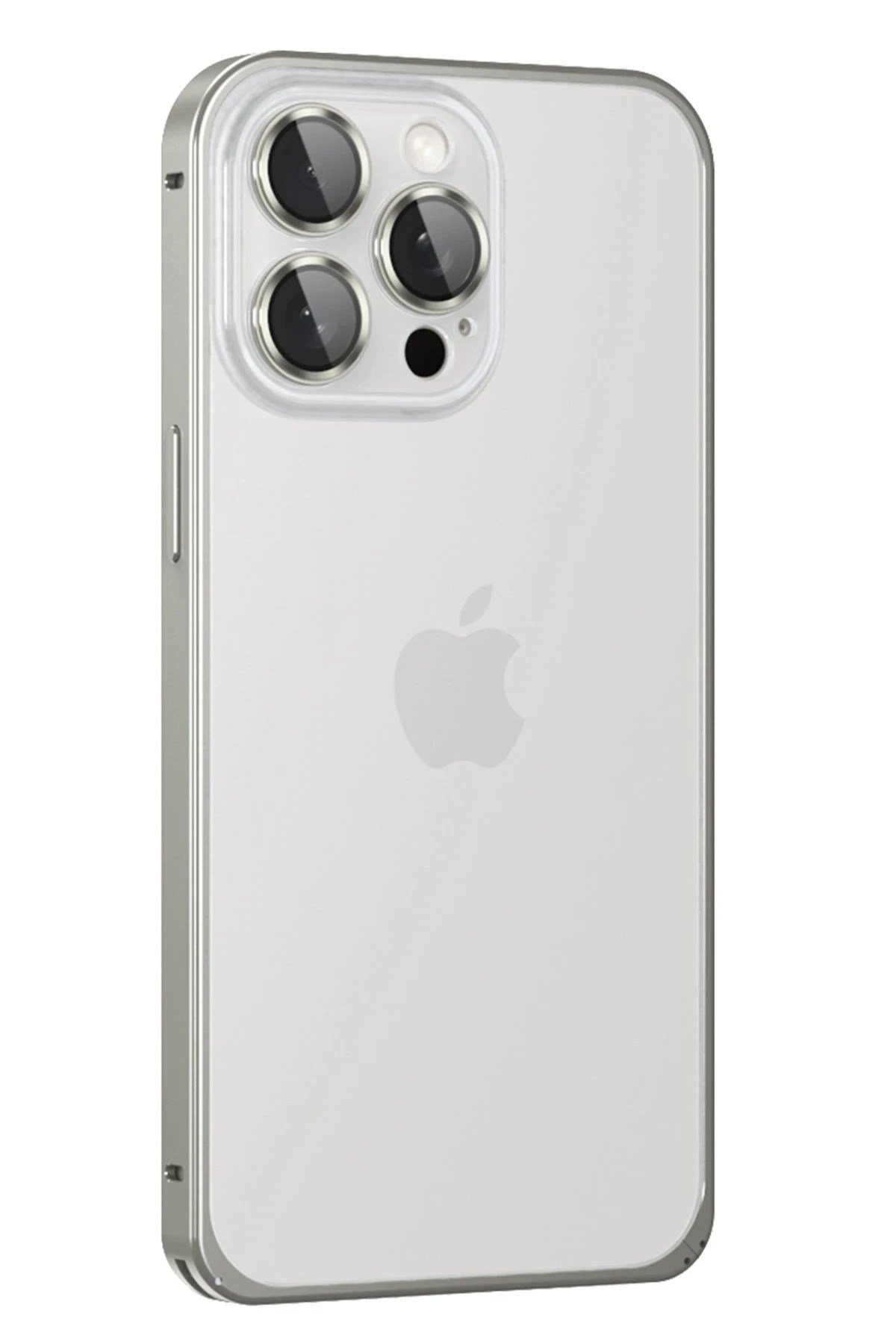 Mey İthalat®  iPhone 15 Pro Metal Bumper Mat Kapak - Gri