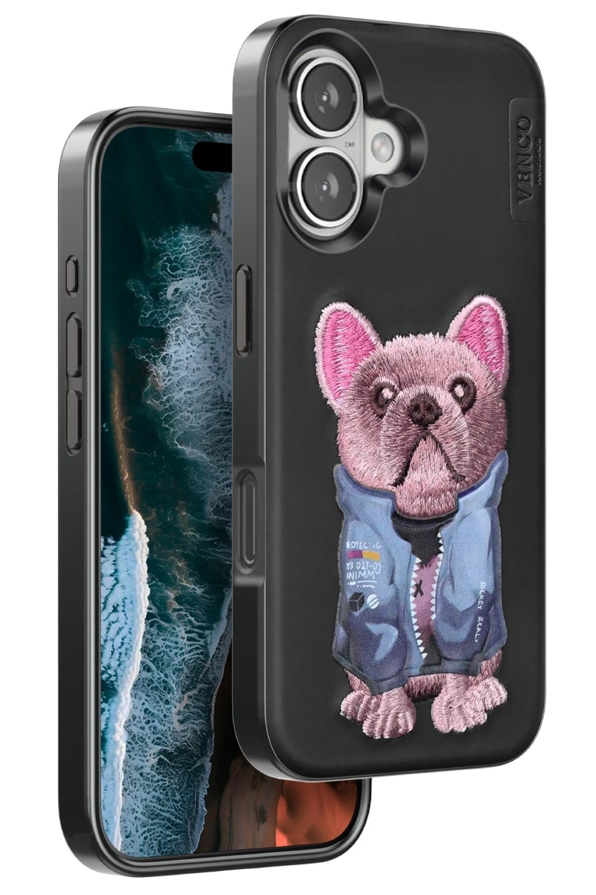 Mey İthalat®  iPhone 16 Cute Desenli Kapak - Siyah