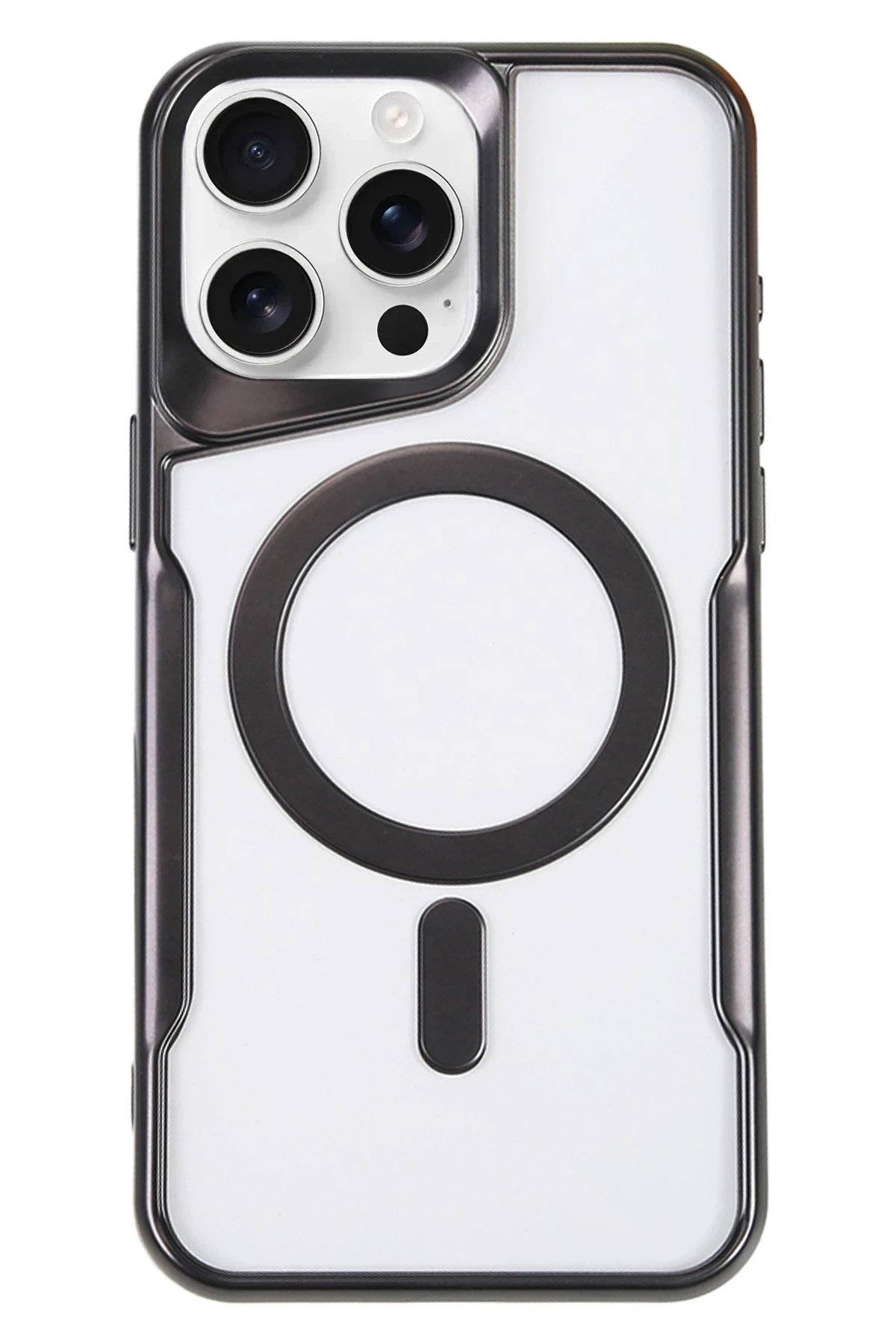 Mey İthalat®  iPhone 16 Pro Max Kılıf Boyi Magsafe Silikon Kapak - Siyah