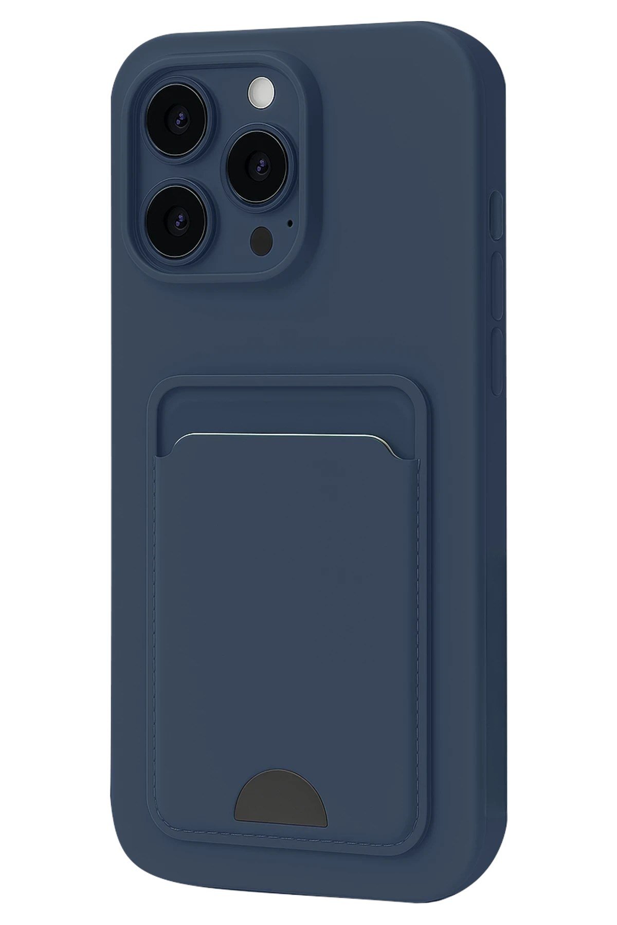 Mey İthalat®  iPhone 16 Pro Max Kılıf Kelvin Kartvizitli Silikon - Lacivert