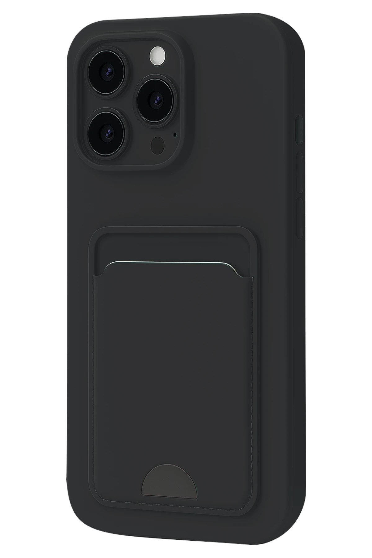 Mey İthalat®  iPhone 16 Pro Max Kılıf Kelvin Kartvizitli Silikon - Siyah