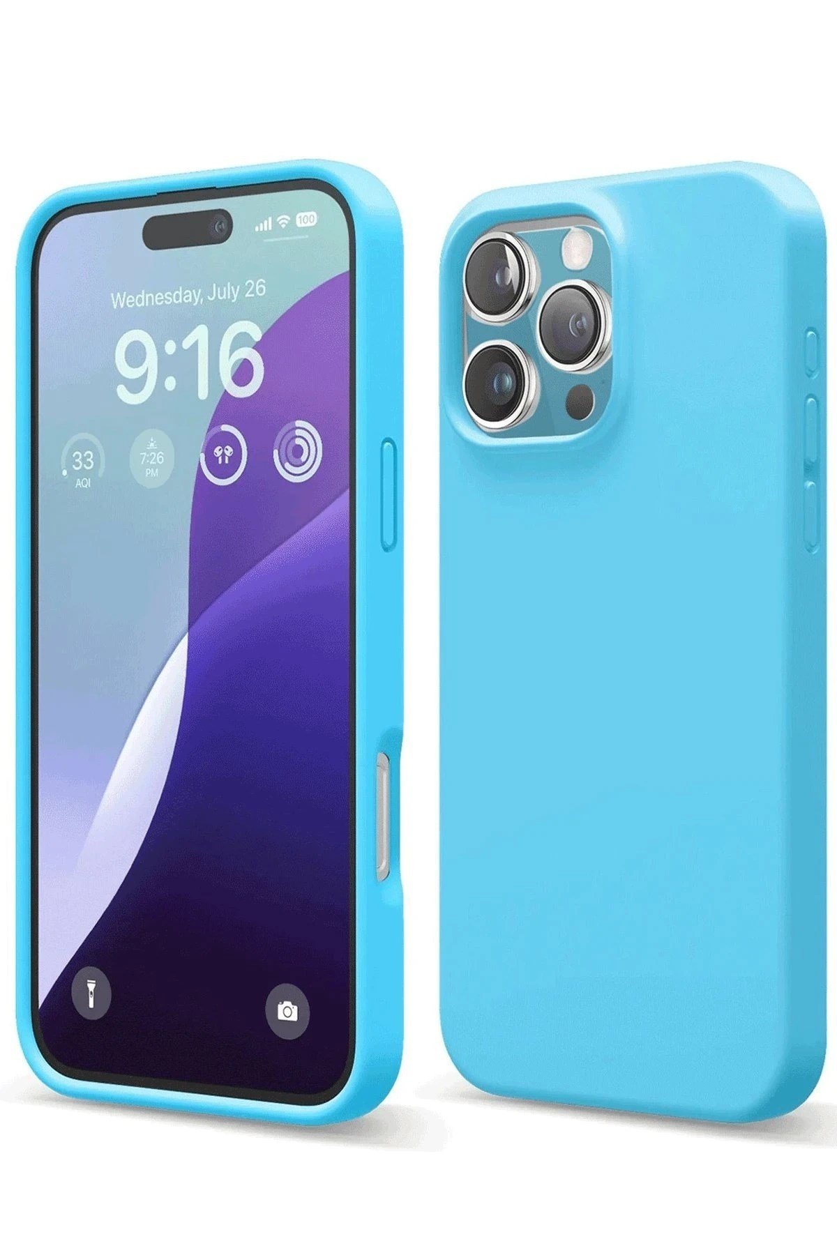 Mey İthalat®  iPhone 16 Pro Max Kılıf Nano içi Kadife Silikon - Mavi