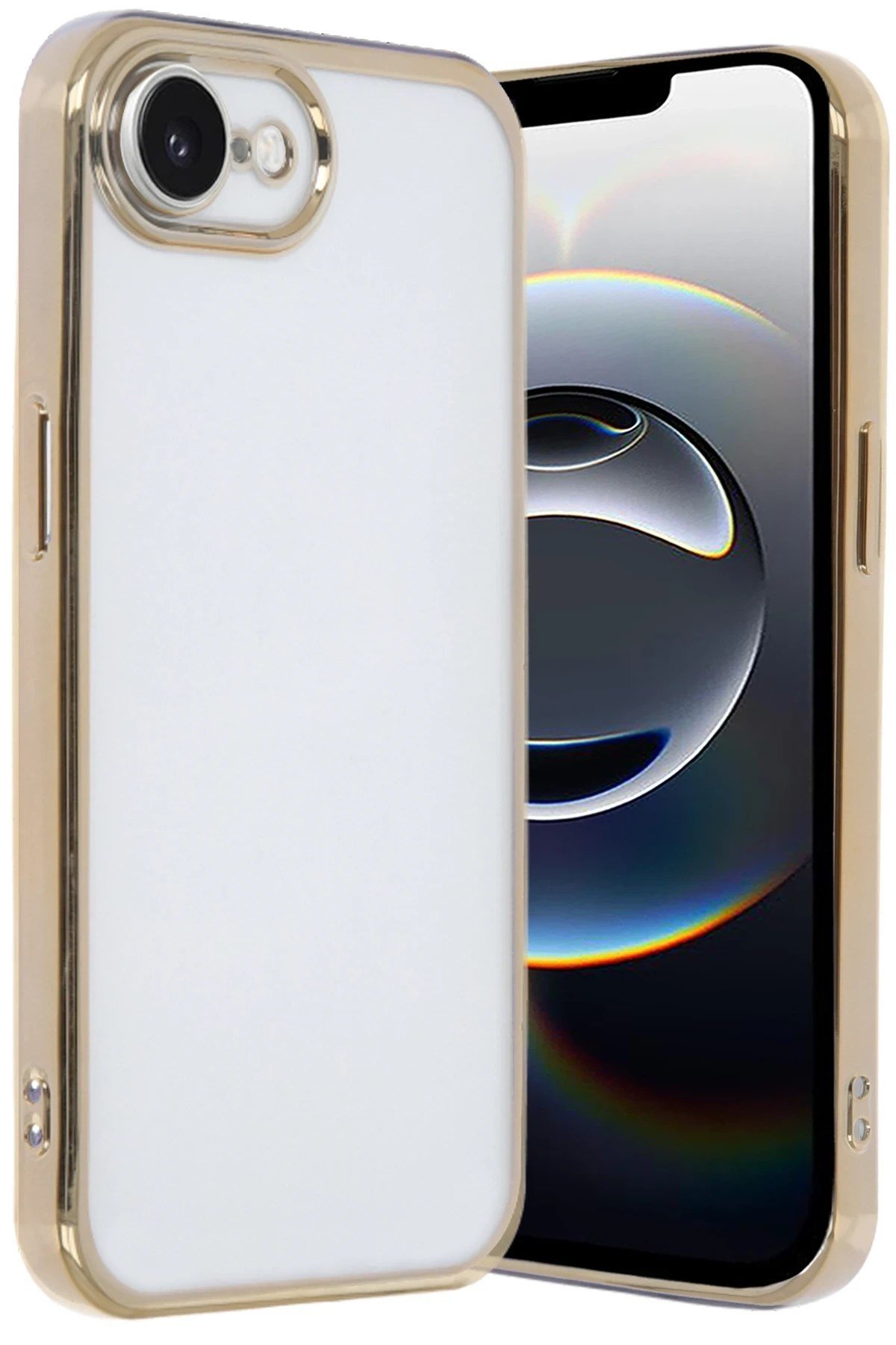 Mey İthalat®  iPhone 16E Kılıf  Lensli Silikon - Gold