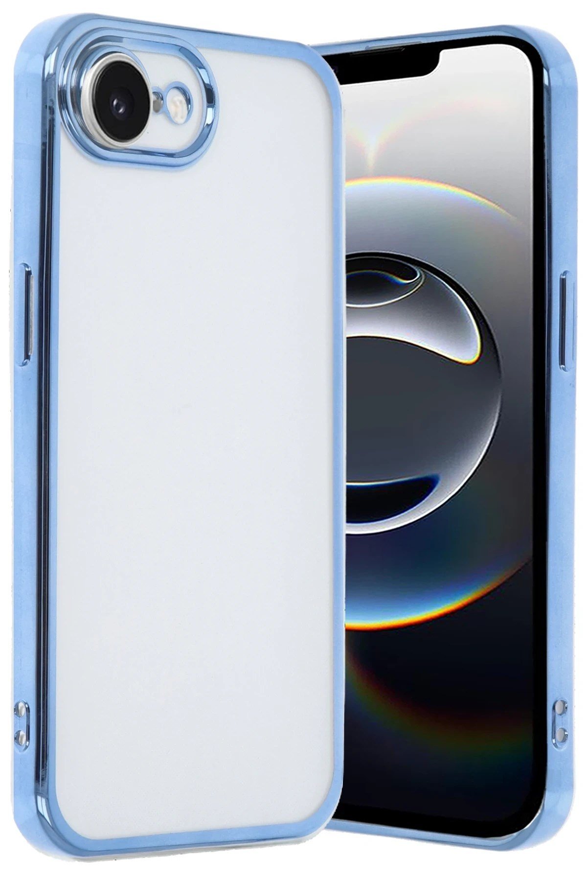 Mey İthalat®  iPhone 16E Kılıf  Lensli Silikon - Açık Mavi