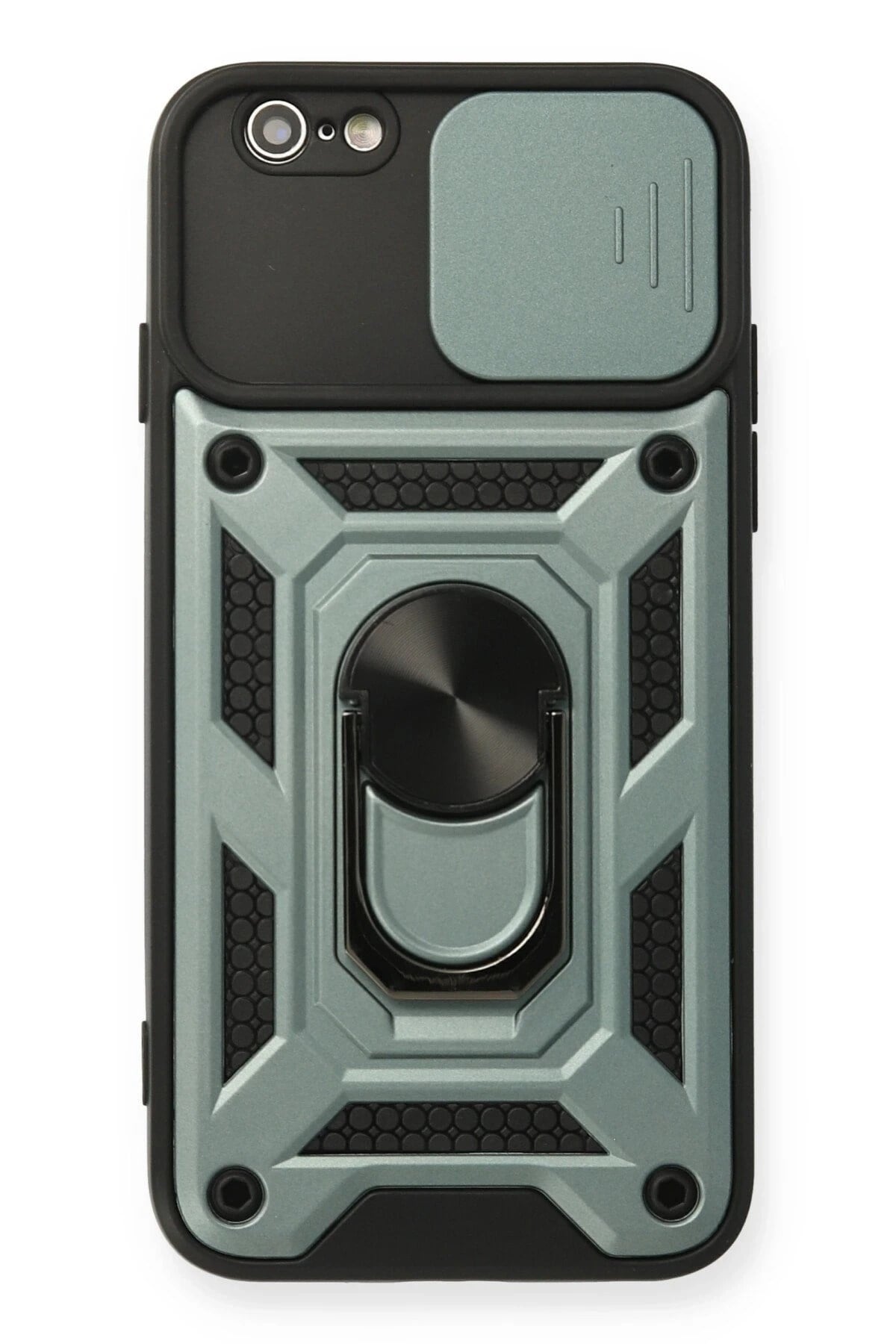 Mey İthalat®  iPhone 6 Kılıf Pars Lens Yüzüklü Silikon - Yeşil